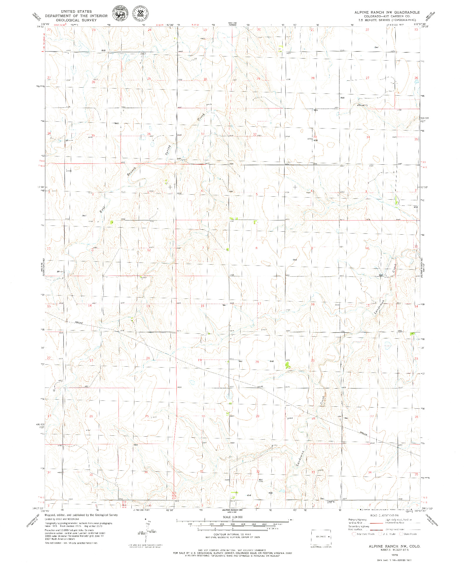 USGS 1:24000-SCALE QUADRANGLE FOR ALPINE RANCH NW, CO 1979