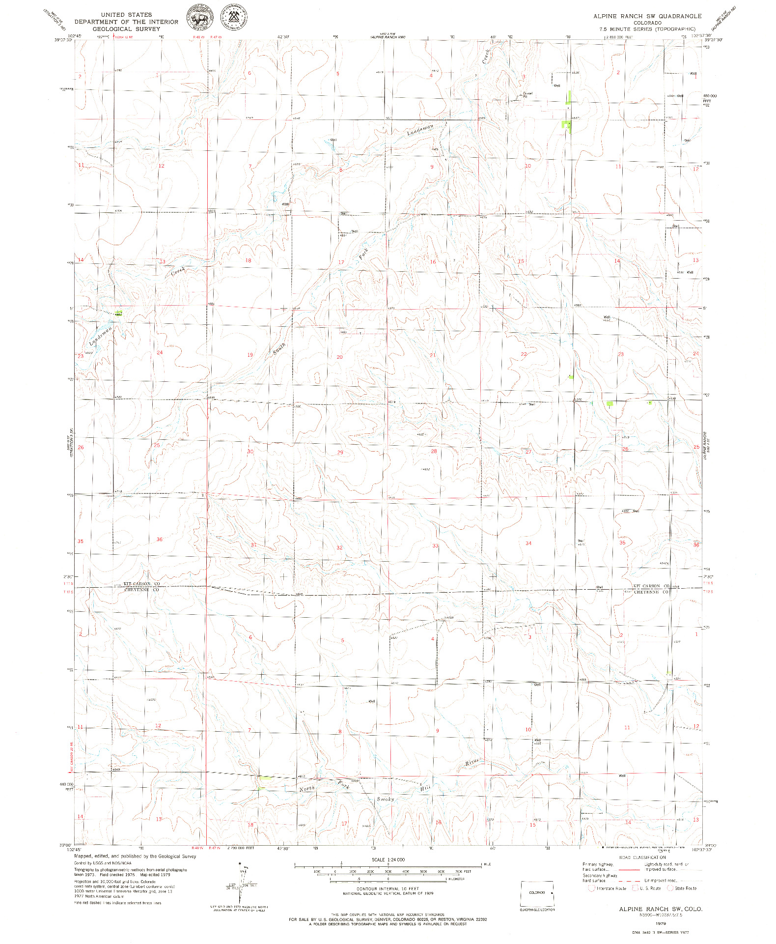 USGS 1:24000-SCALE QUADRANGLE FOR ALPINE RANCH SW, CO 1979