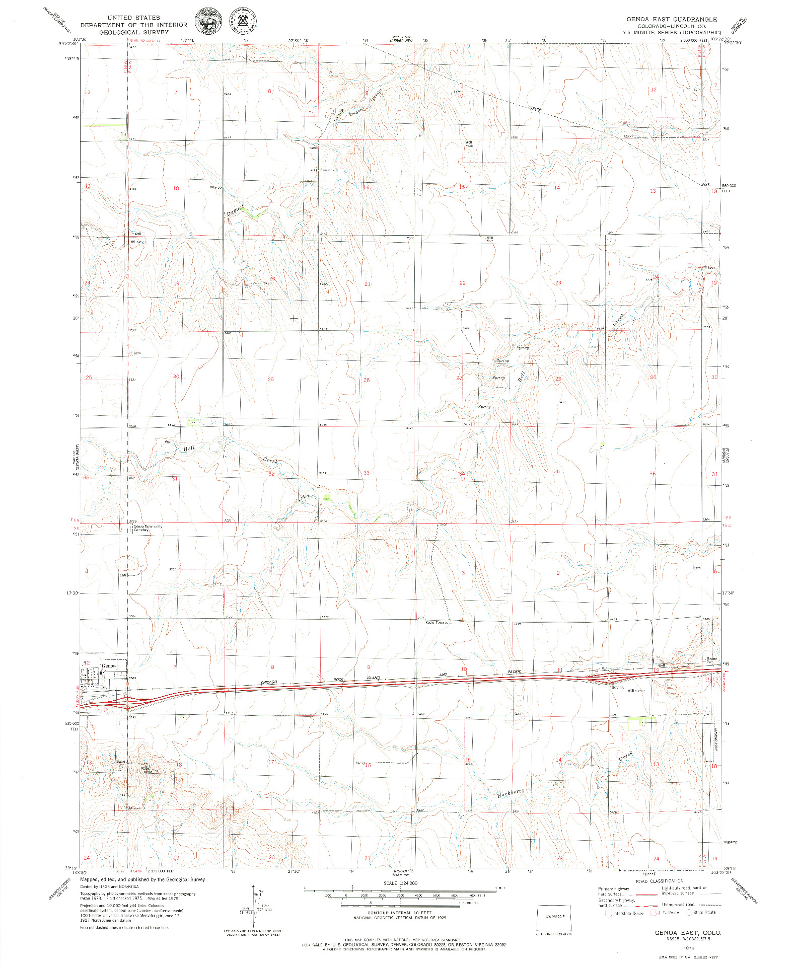 USGS 1:24000-SCALE QUADRANGLE FOR GENOA EAST, CO 1979