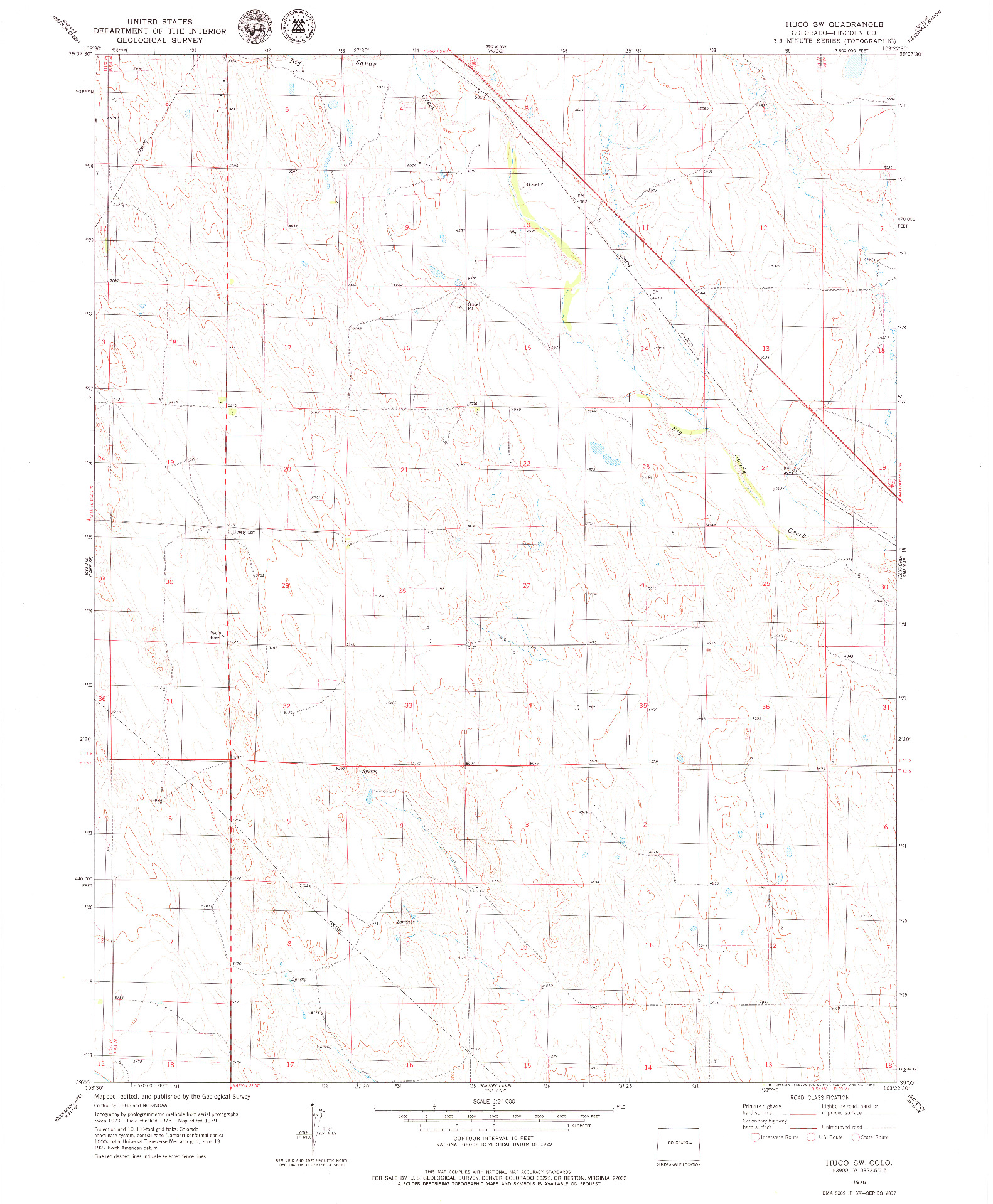 USGS 1:24000-SCALE QUADRANGLE FOR HUGO SW, CO 1979