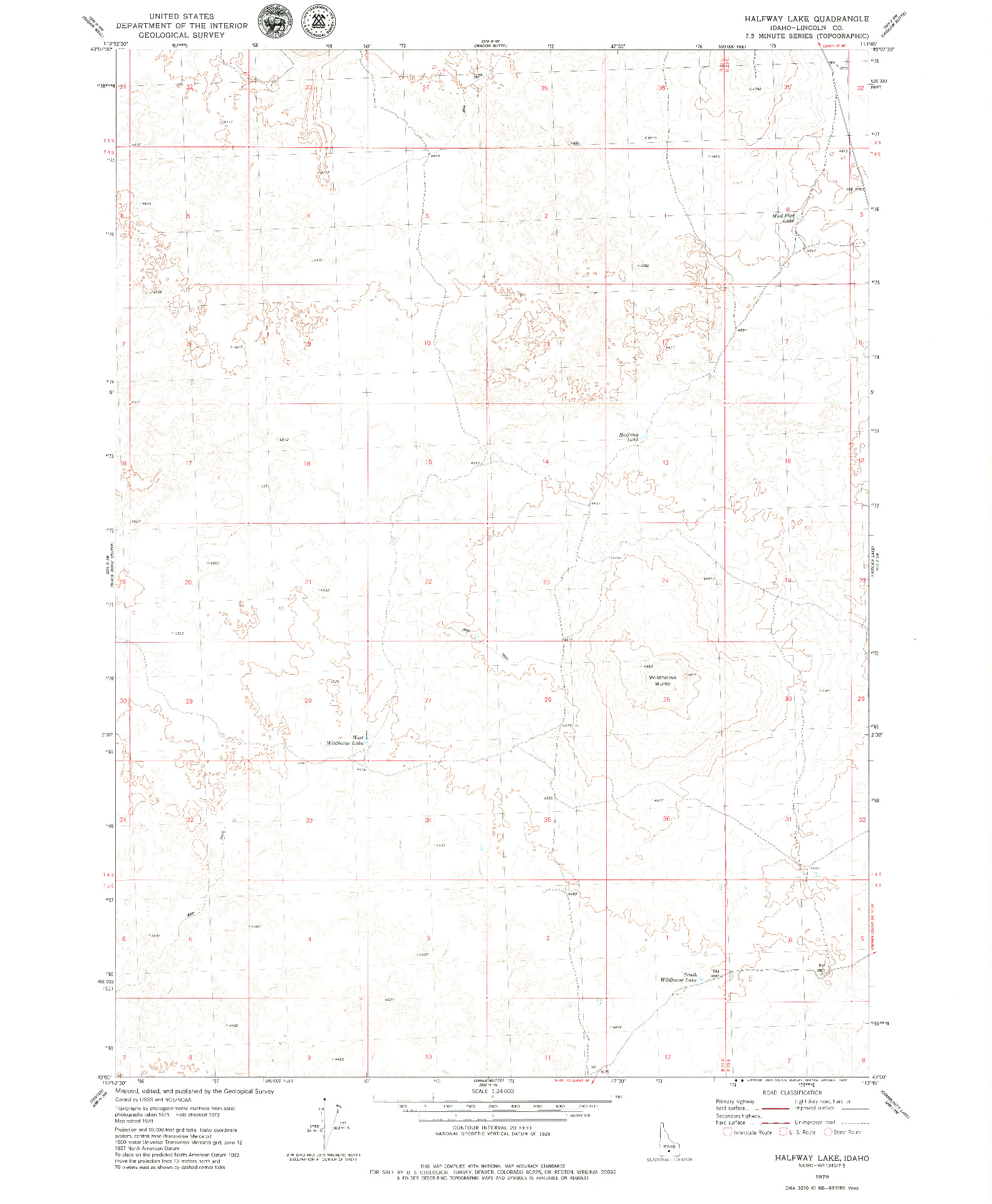 USGS 1:24000-SCALE QUADRANGLE FOR HALFWAY LAKE, ID 1979
