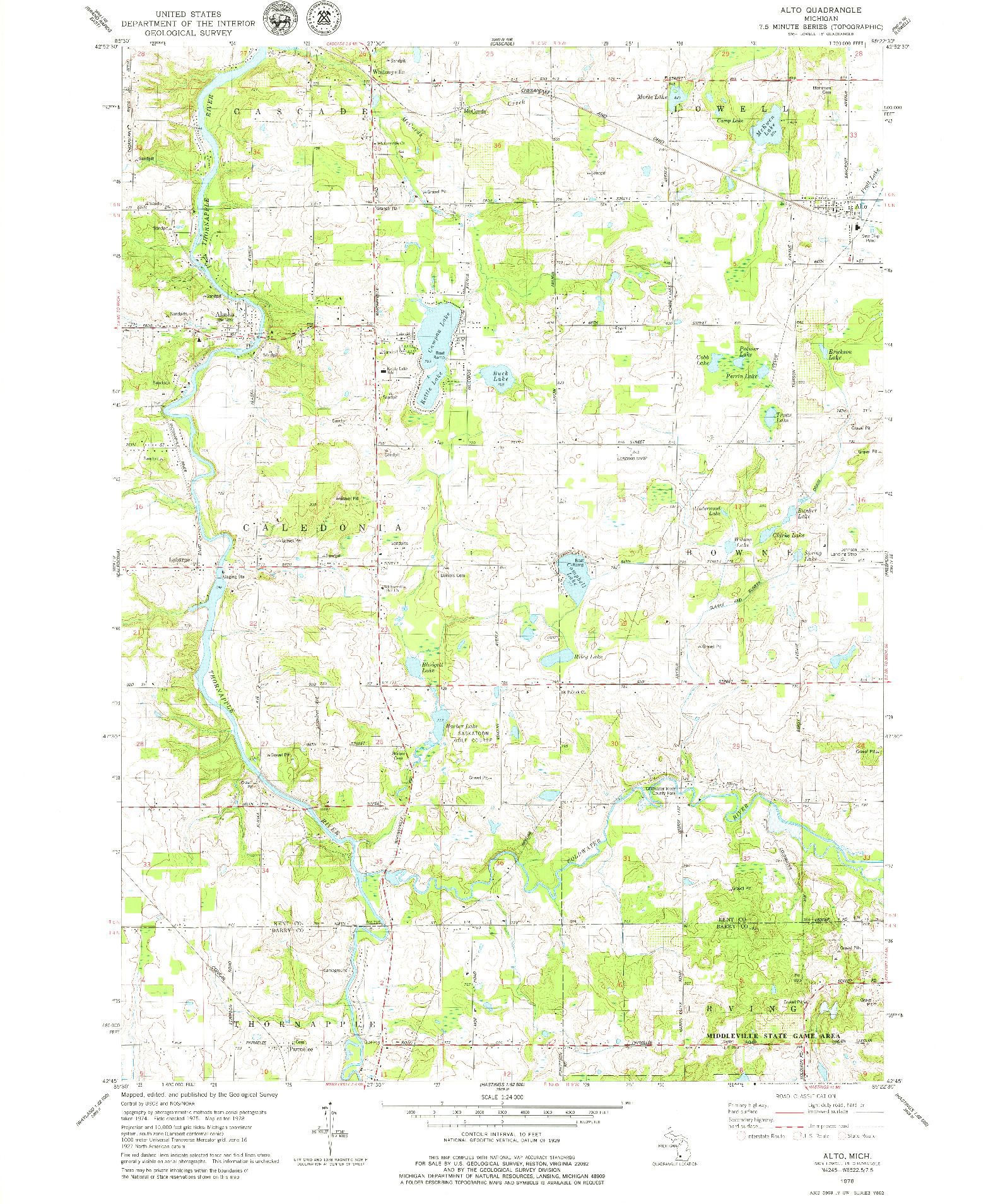 USGS 1:24000-SCALE QUADRANGLE FOR ALTO, MI 1978