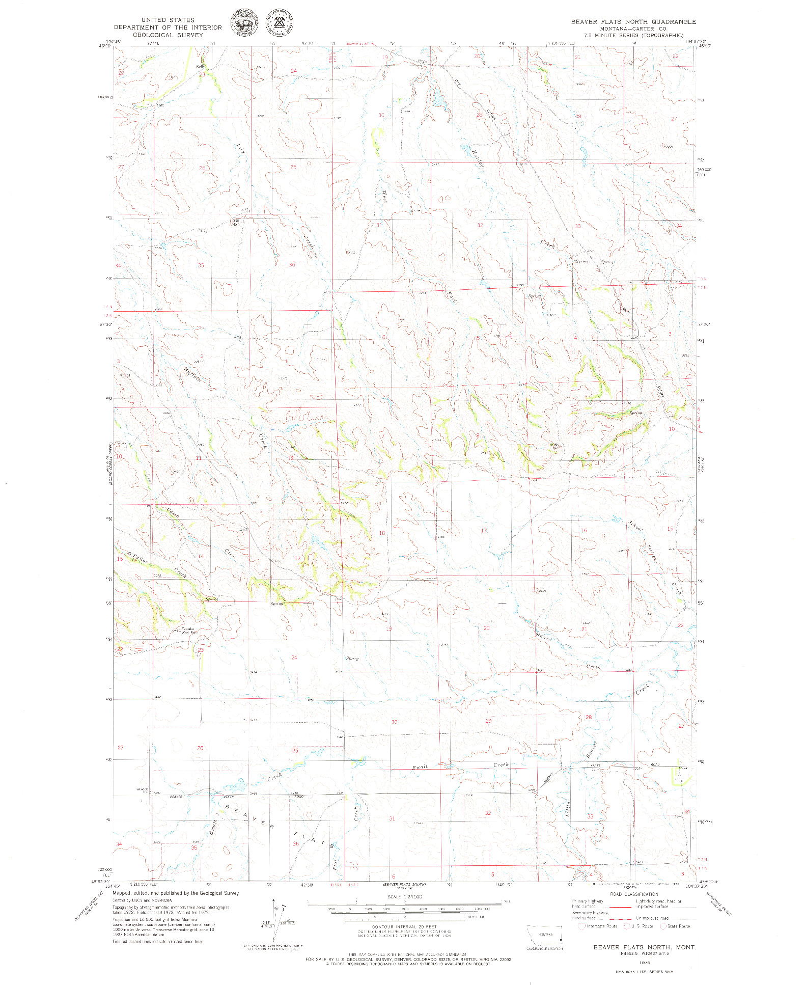 USGS 1:24000-SCALE QUADRANGLE FOR BEAVER FLATS NORTH, MT 1979