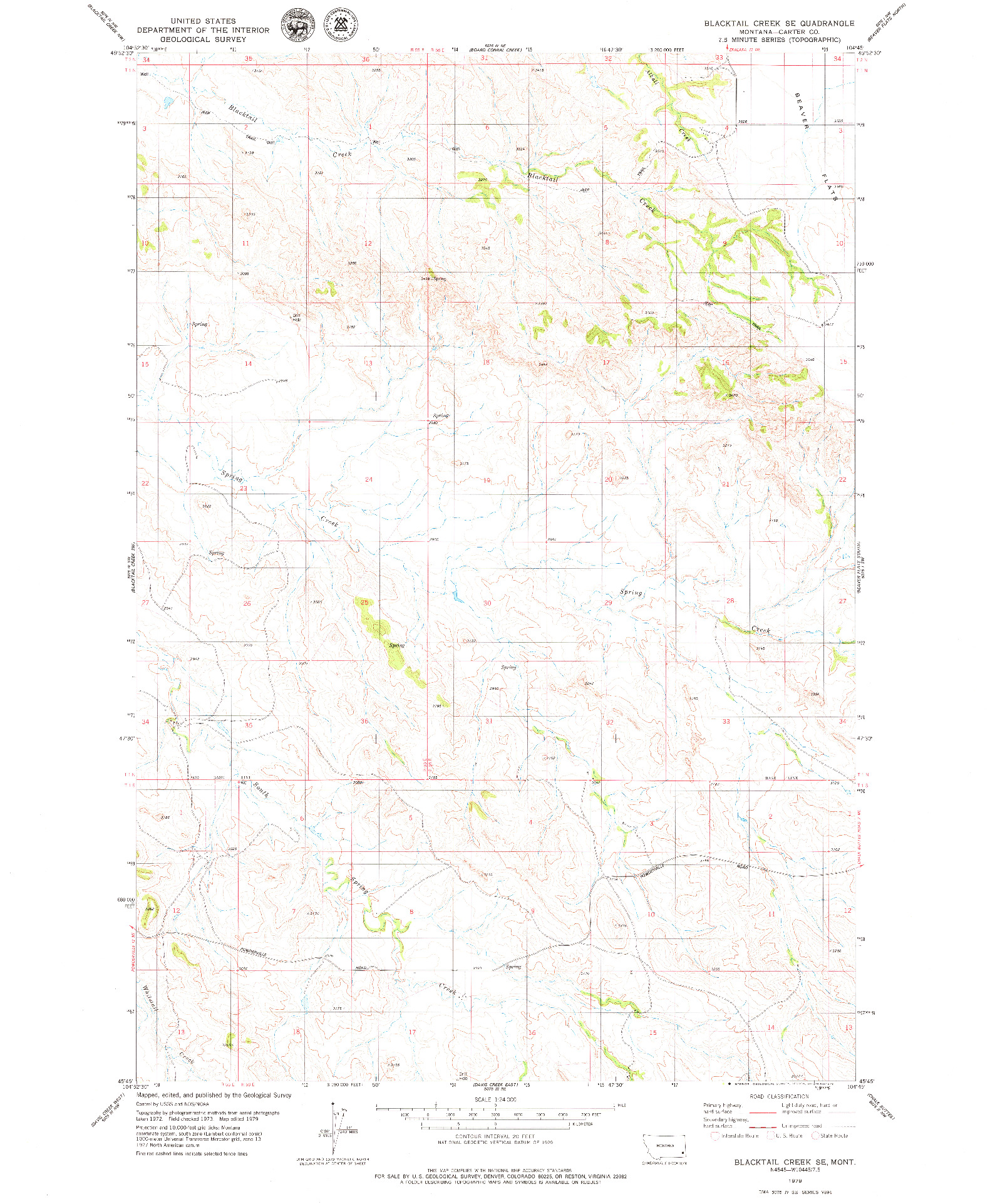 USGS 1:24000-SCALE QUADRANGLE FOR BLACKTAIL CREEK SE, MT 1979