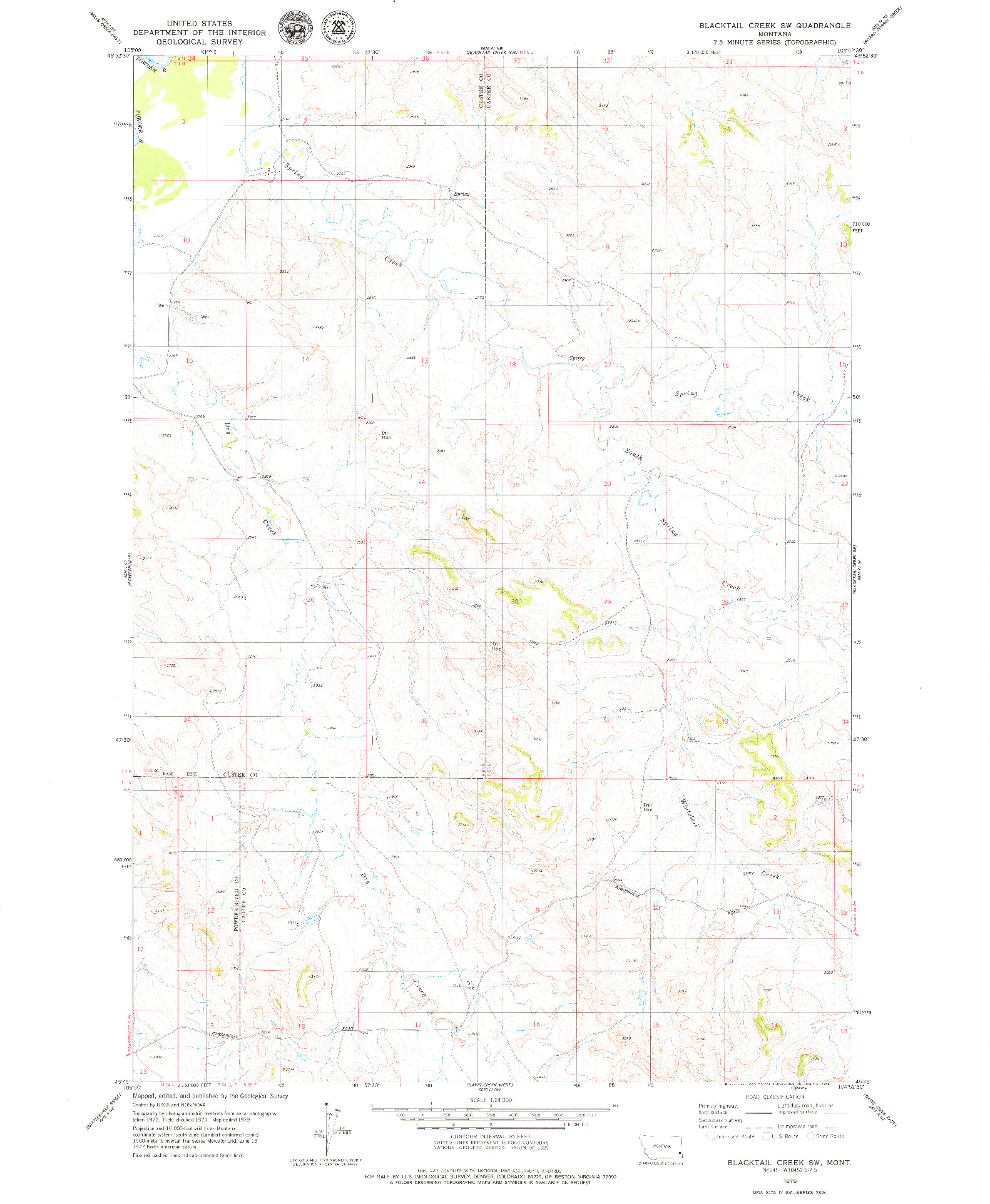 USGS 1:24000-SCALE QUADRANGLE FOR BLACKTAIL CREEK SW, MT 1979