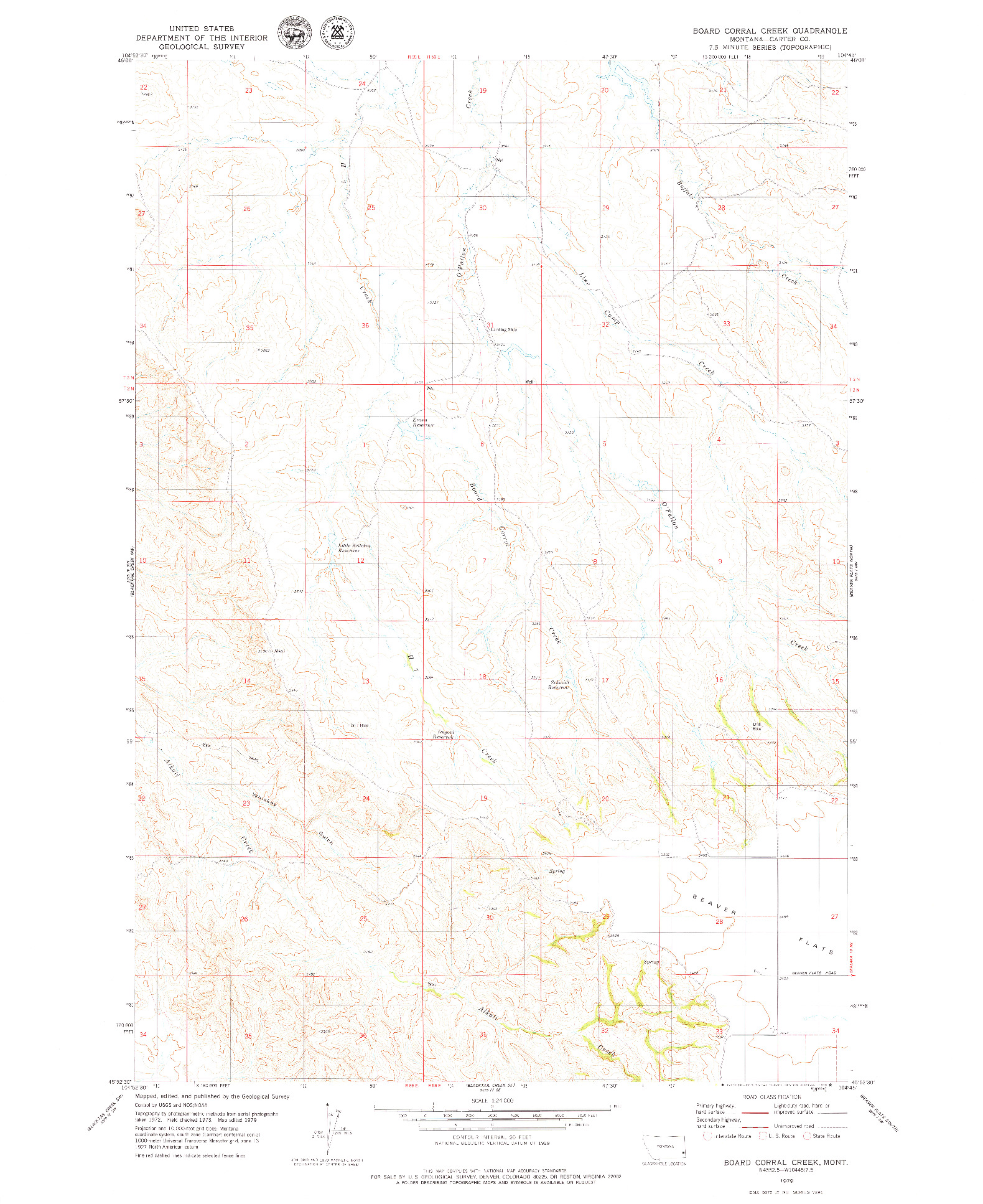 USGS 1:24000-SCALE QUADRANGLE FOR BOARD CORRAL CREEK, MT 1979