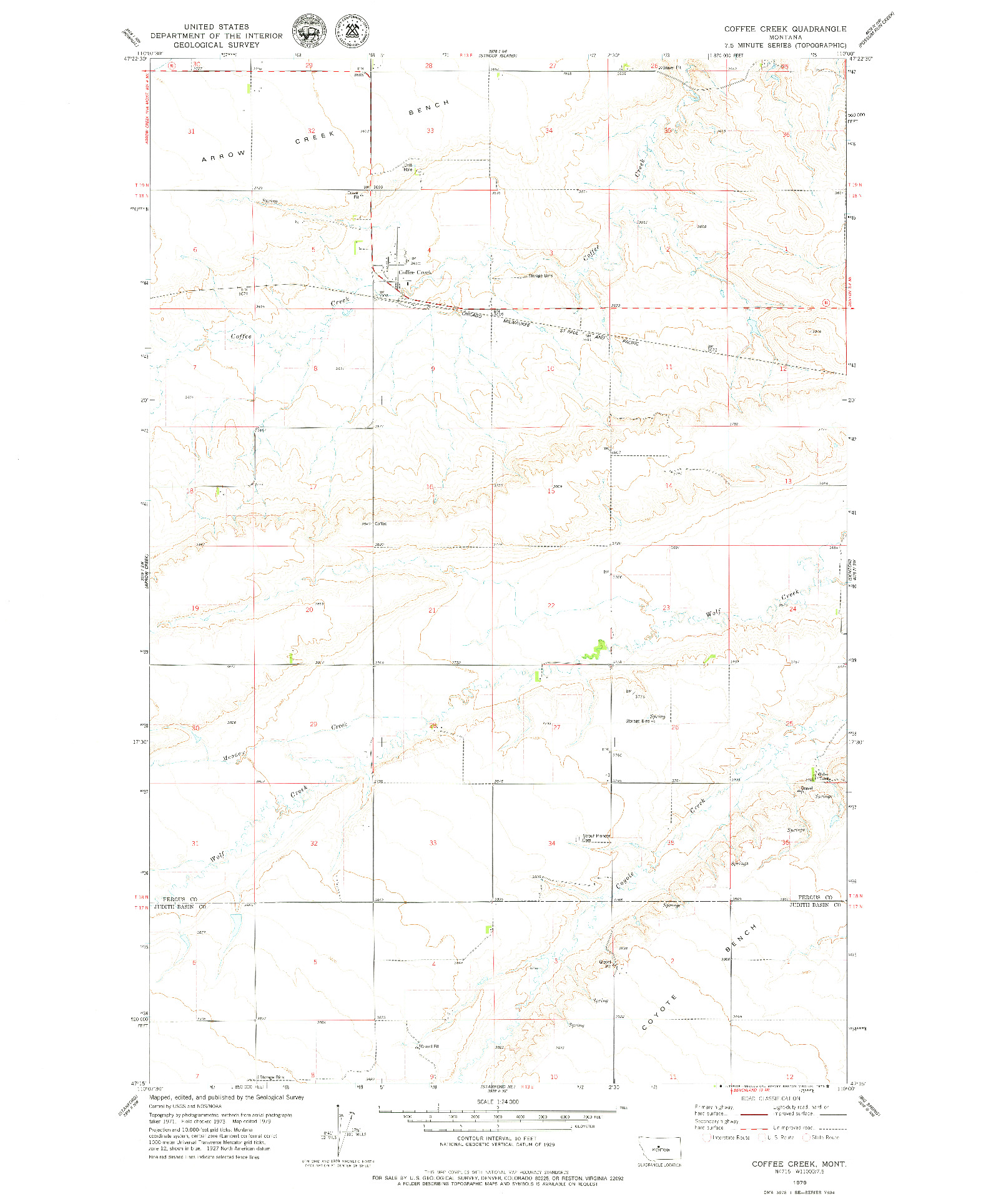 USGS 1:24000-SCALE QUADRANGLE FOR COFFEE CREEK, MT 1979