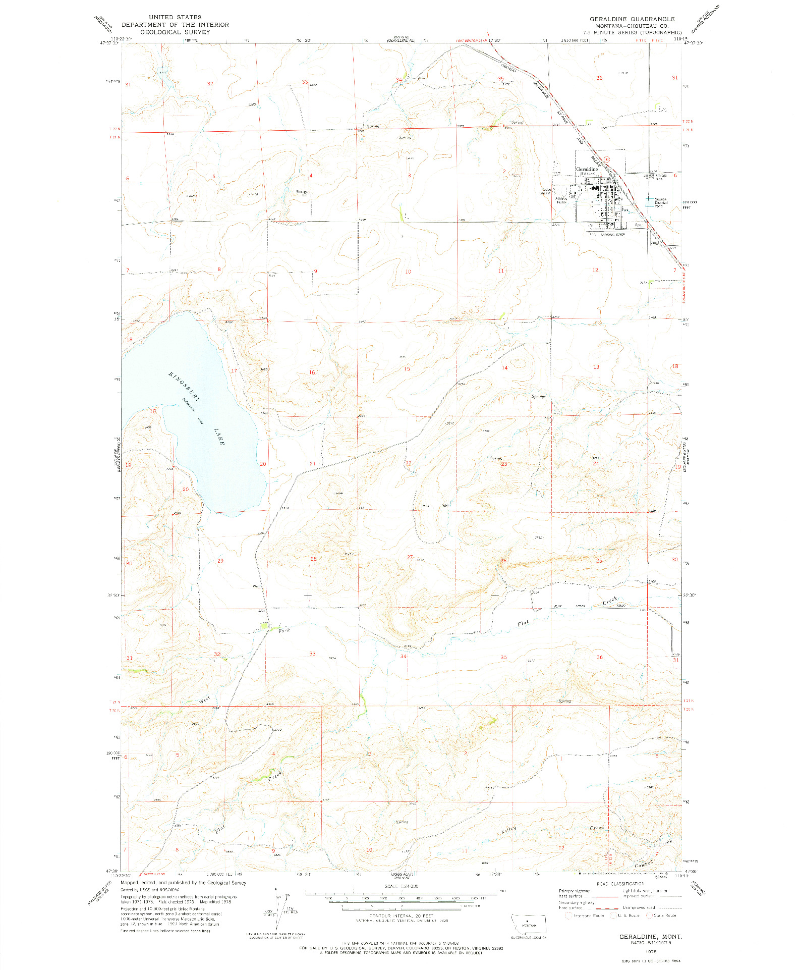 USGS 1:24000-SCALE QUADRANGLE FOR GERALDINE, MT 1978