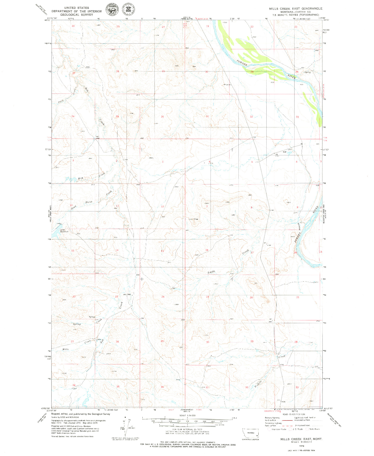 USGS 1:24000-SCALE QUADRANGLE FOR MILLS CREEK EAST, MT 1979