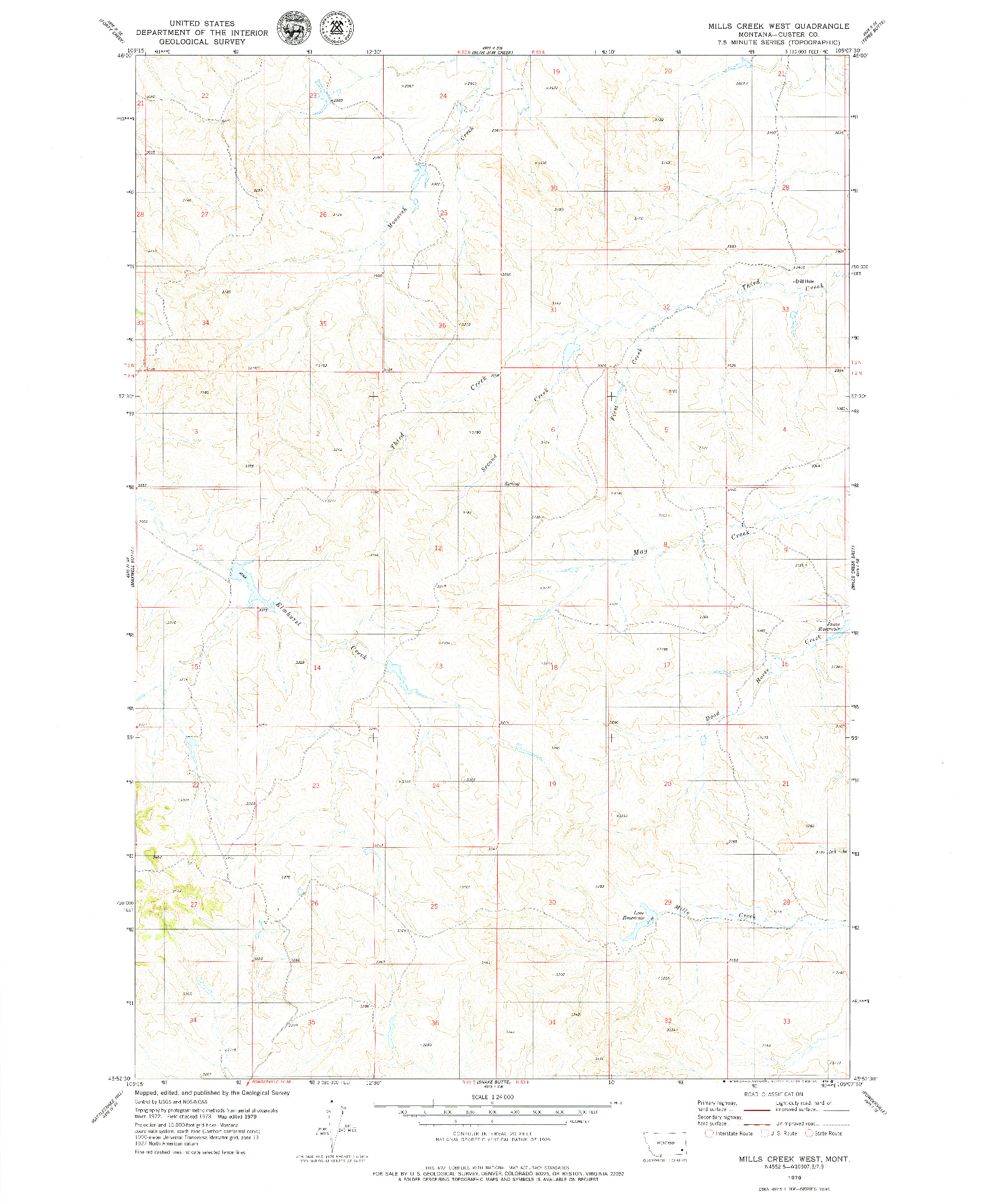 USGS 1:24000-SCALE QUADRANGLE FOR MILLS CREEK WEST, MT 1979