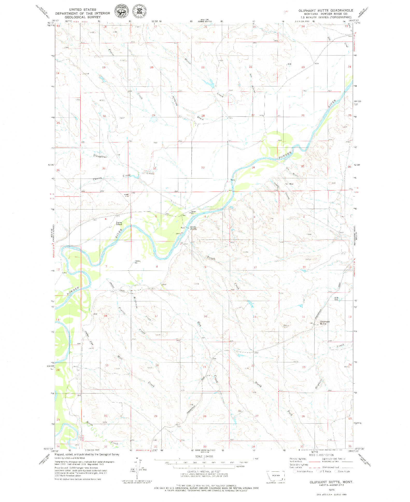 USGS 1:24000-SCALE QUADRANGLE FOR OLIPHANT BUTTE, MT 1979