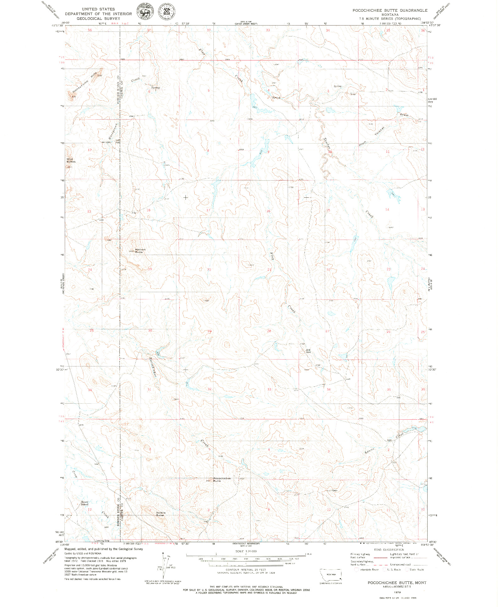 USGS 1:24000-SCALE QUADRANGLE FOR POCOCHICHEE BUTTE, MT 1979