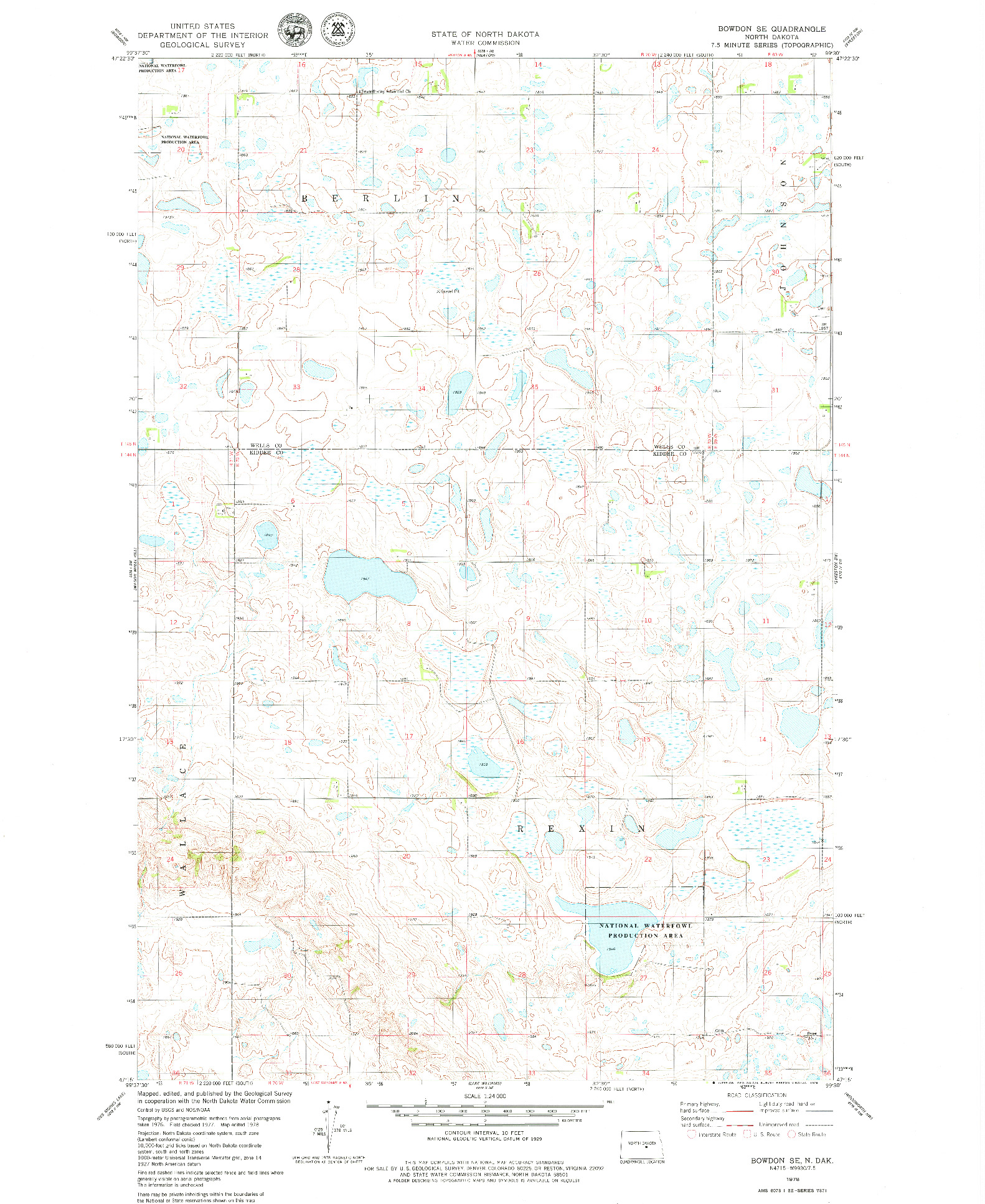 USGS 1:24000-SCALE QUADRANGLE FOR BOWDON SE, ND 1978