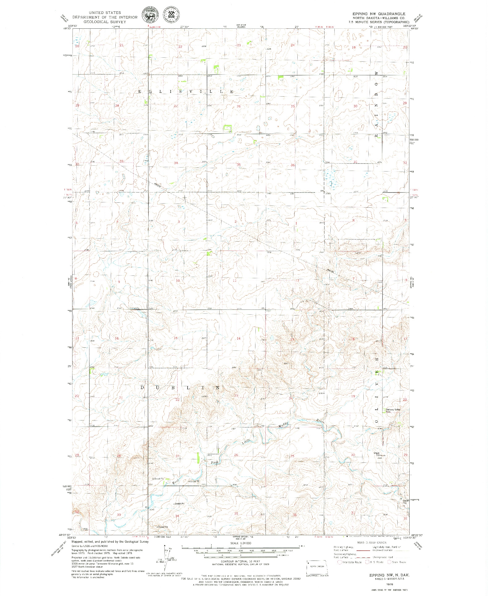 USGS 1:24000-SCALE QUADRANGLE FOR EPPING NW, ND 1978