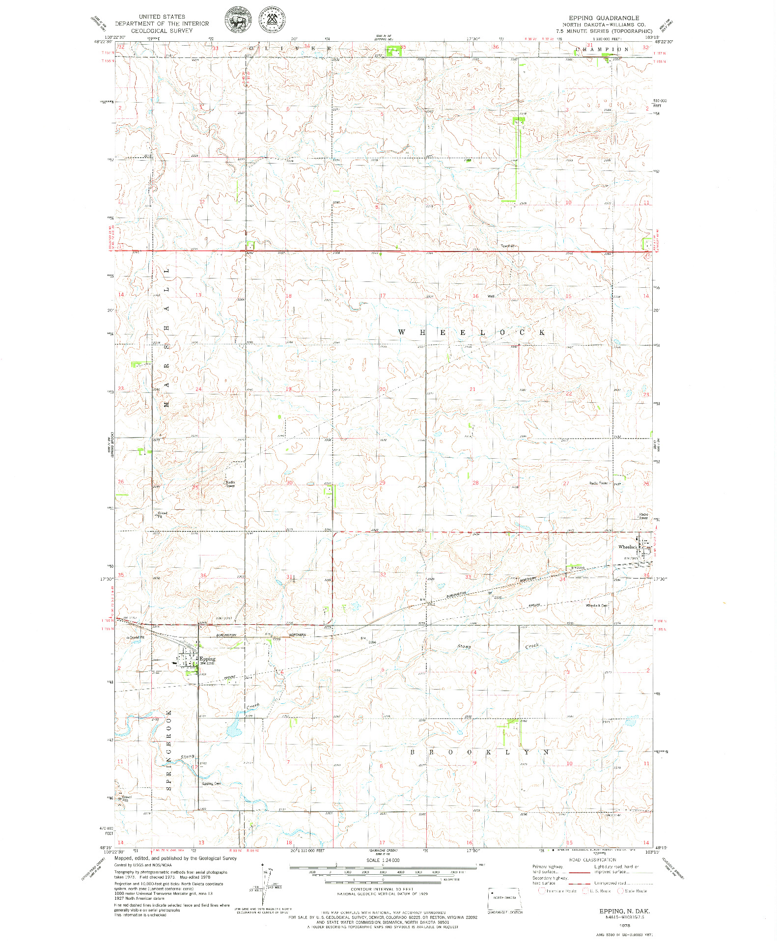 USGS 1:24000-SCALE QUADRANGLE FOR EPPING, ND 1978