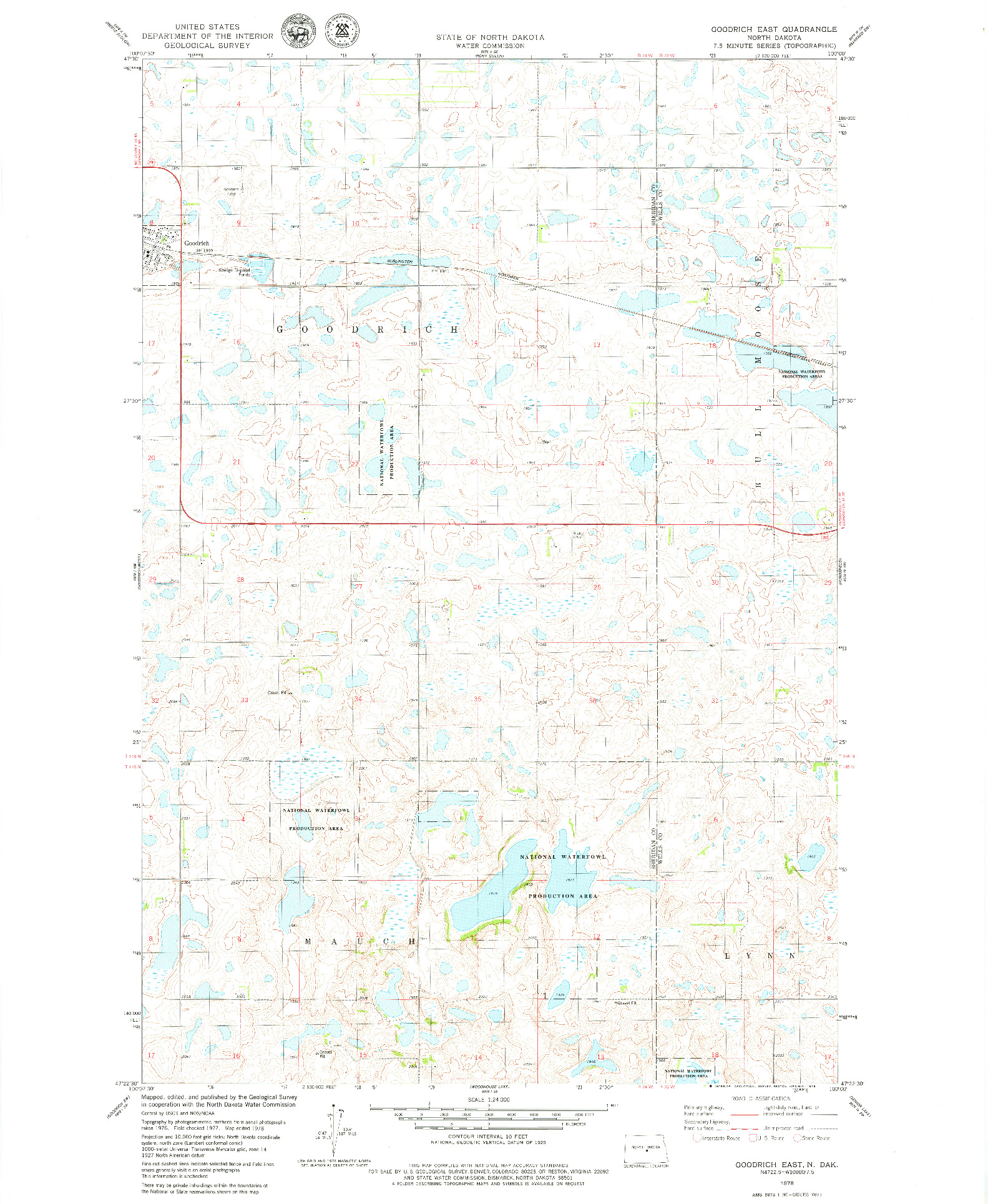 USGS 1:24000-SCALE QUADRANGLE FOR GOODRICH EAST, ND 1978