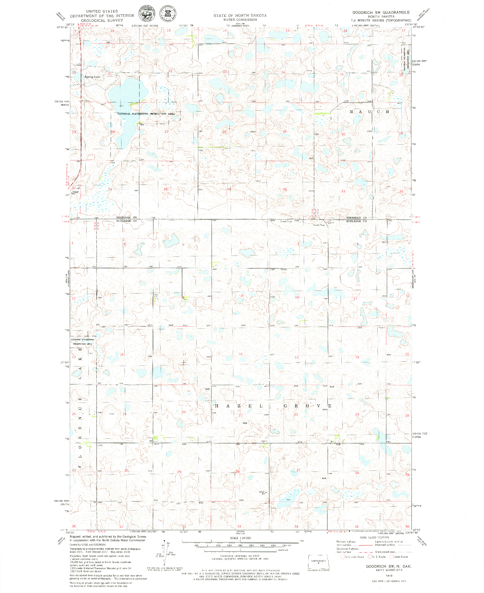 USGS 1:24000-SCALE QUADRANGLE FOR GOODRICH SW, ND 1978