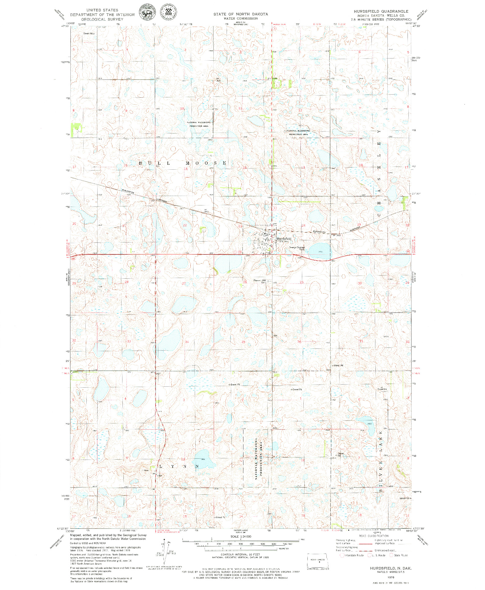 USGS 1:24000-SCALE QUADRANGLE FOR HURDSFIELD, ND 1978