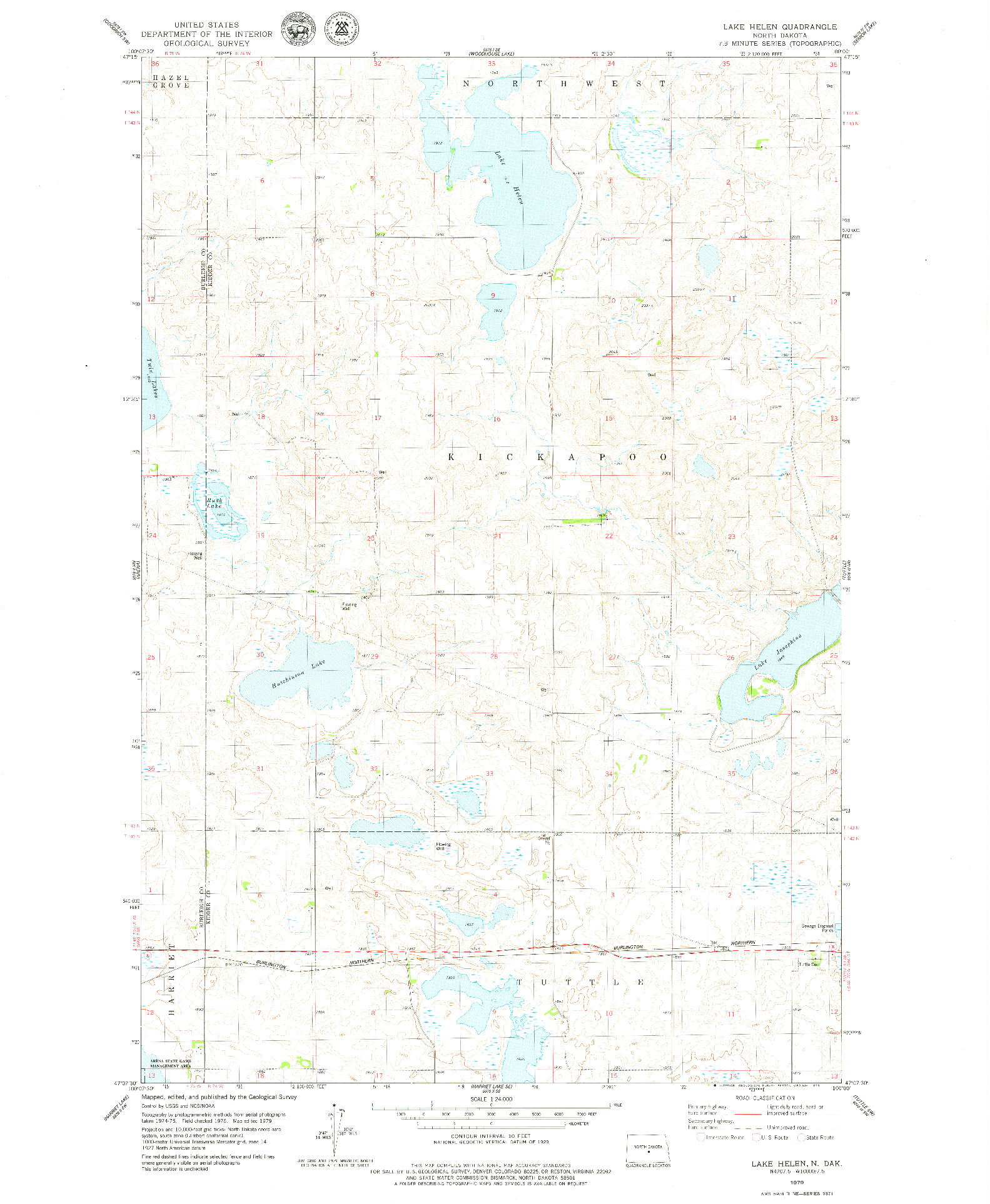 USGS 1:24000-SCALE QUADRANGLE FOR LAKE HELEN, ND 1979