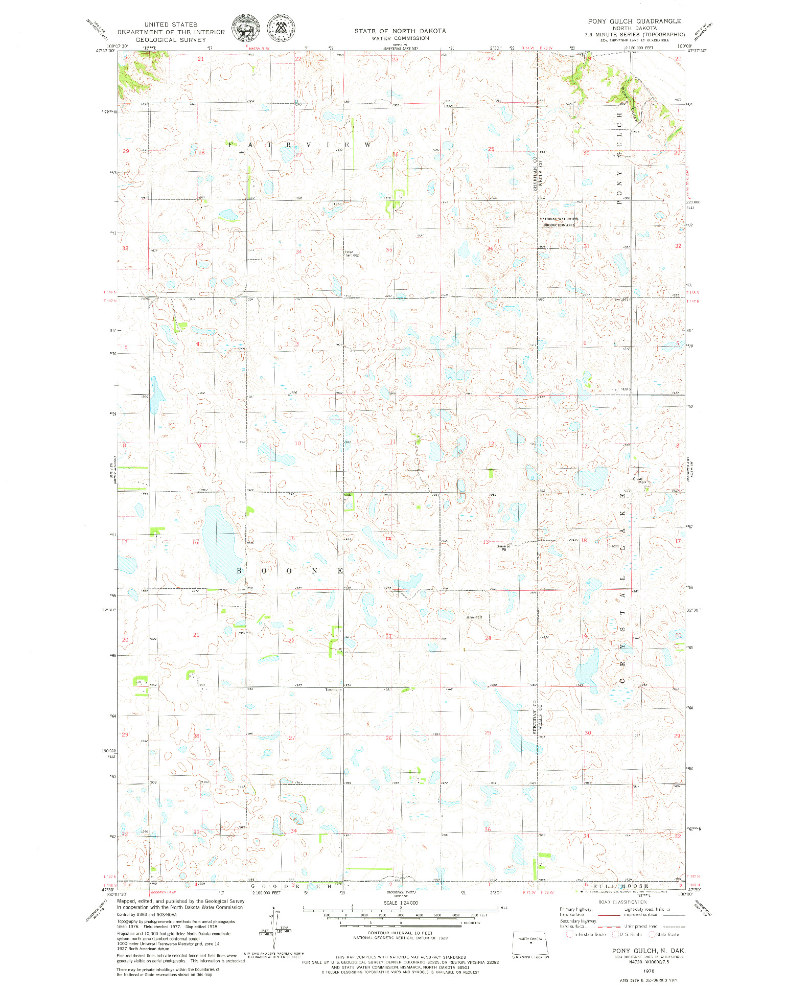 USGS 1:24000-SCALE QUADRANGLE FOR PONY GULCH, ND 1978