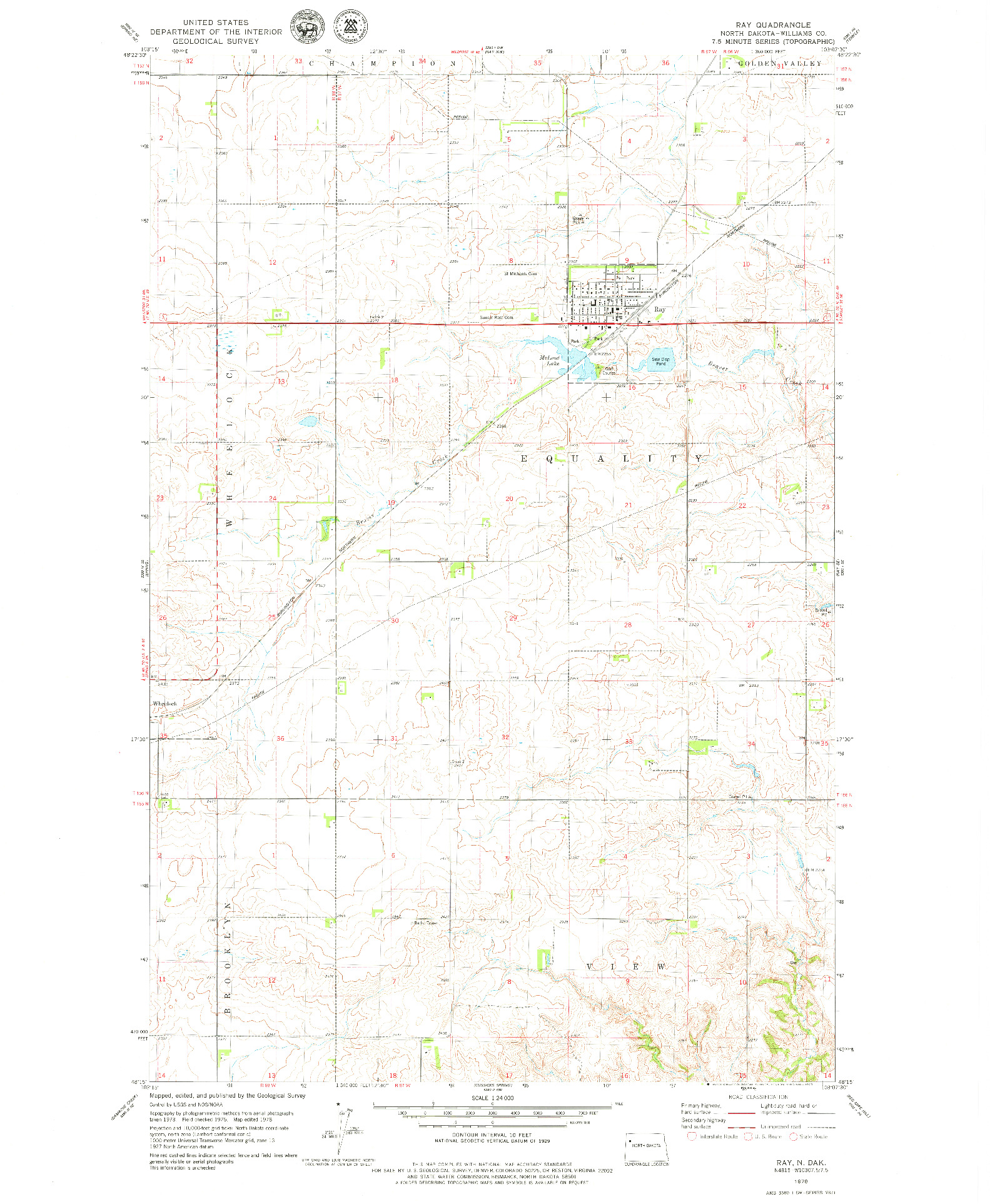 USGS 1:24000-SCALE QUADRANGLE FOR RAY, ND 1978
