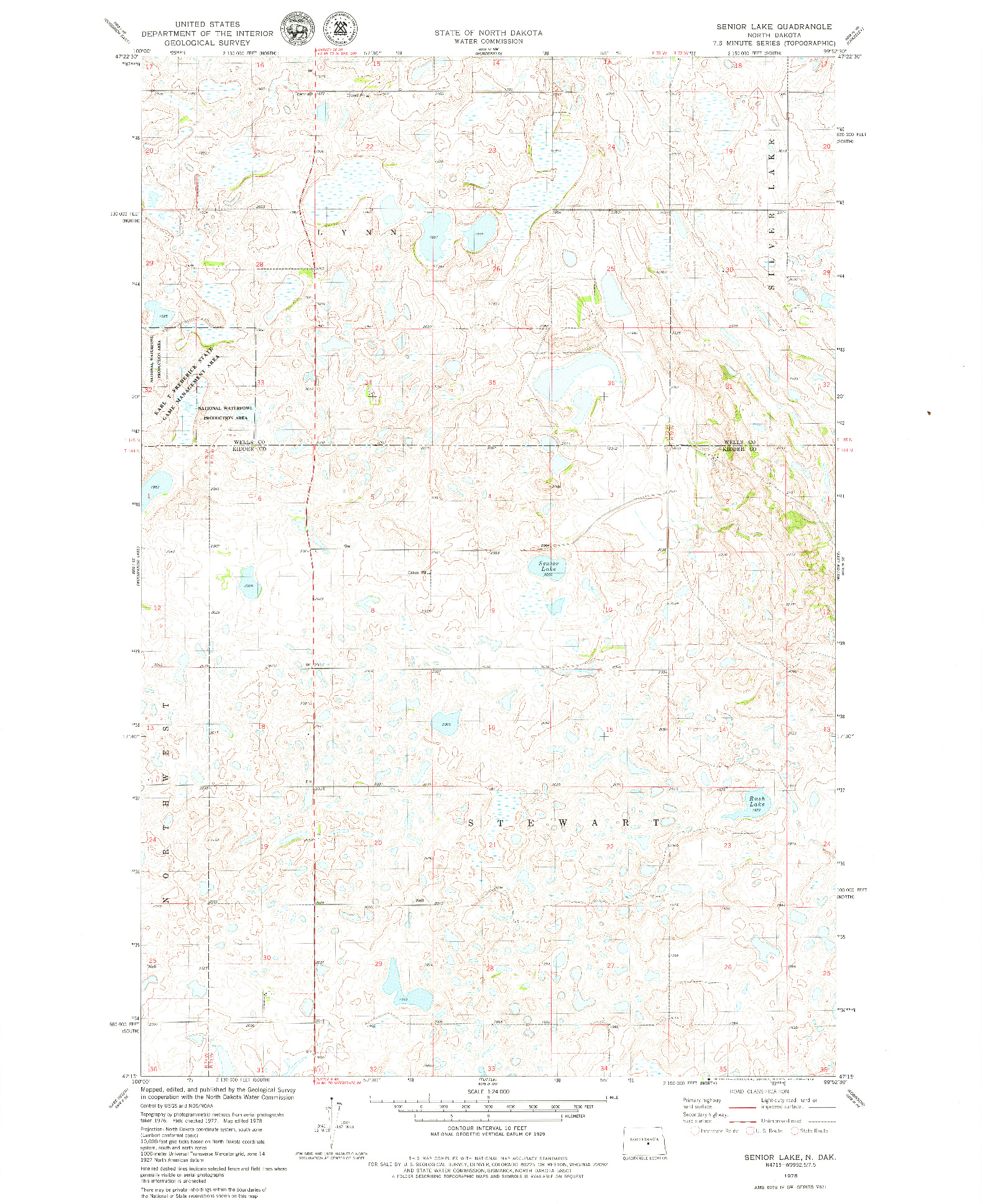 USGS 1:24000-SCALE QUADRANGLE FOR SENIOR LAKE, ND 1978