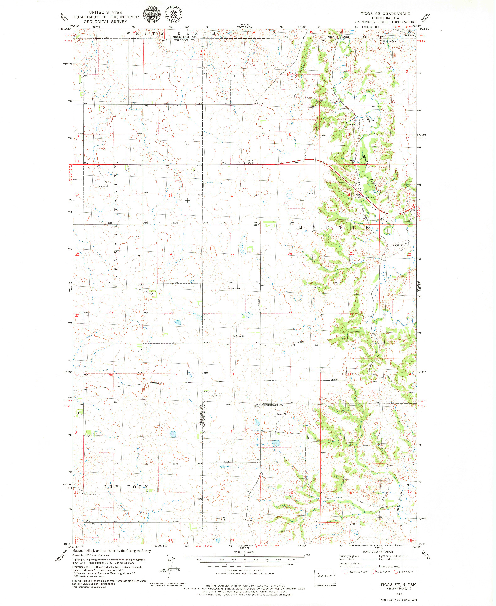 USGS 1:24000-SCALE QUADRANGLE FOR TIOGA SE, ND 1979