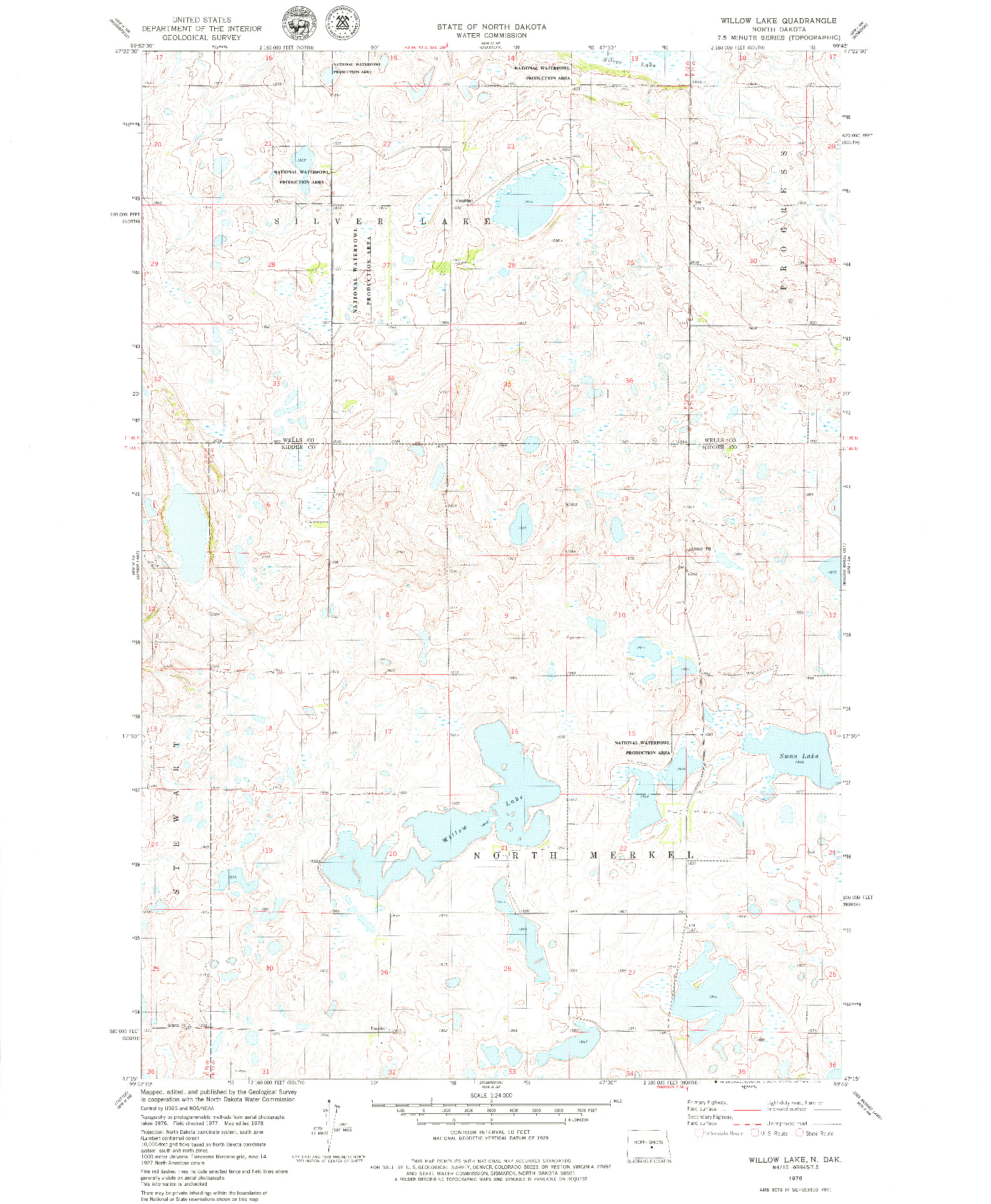 USGS 1:24000-SCALE QUADRANGLE FOR WILLOW LAKE, ND 1978