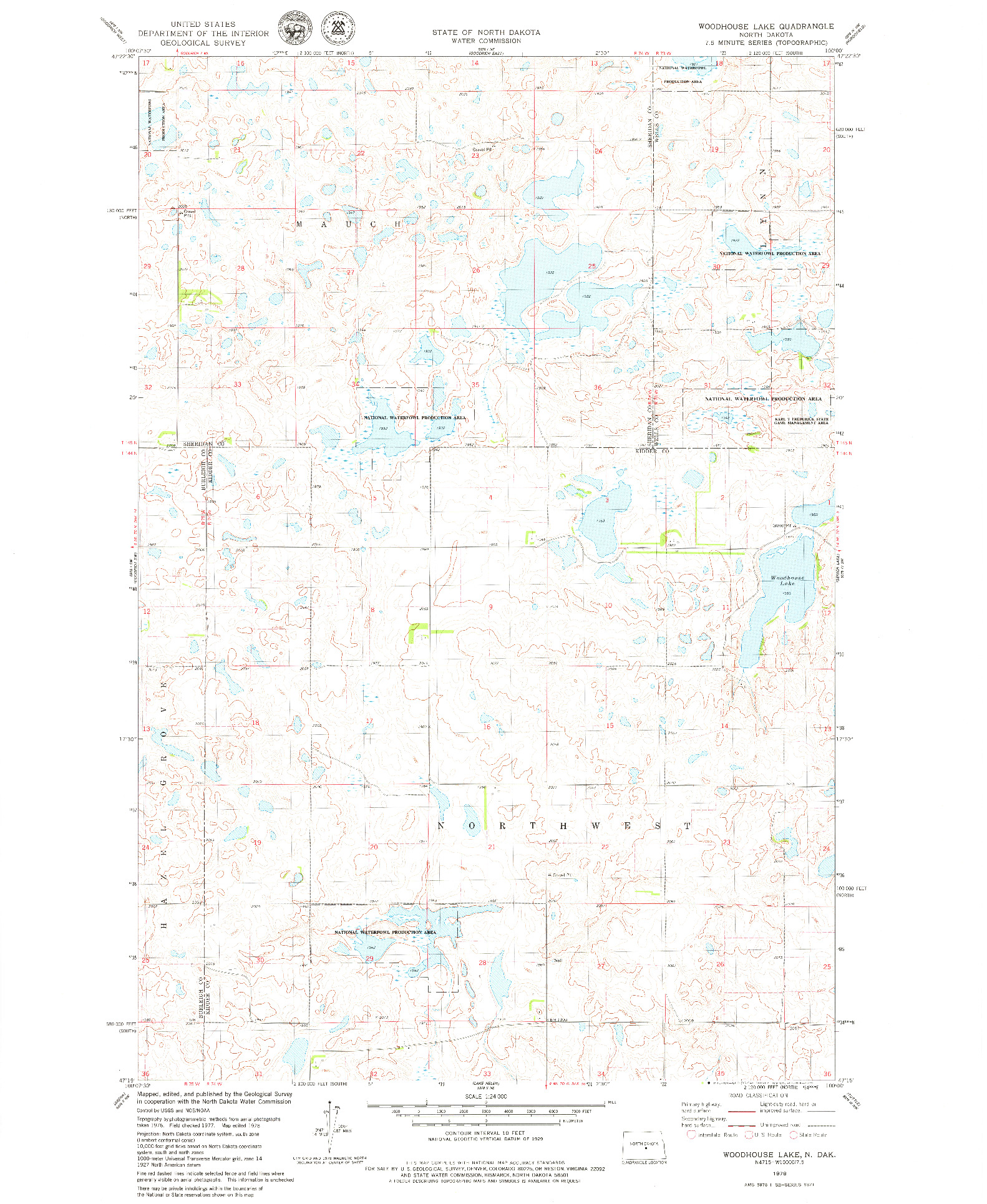 USGS 1:24000-SCALE QUADRANGLE FOR WOODHOUSE LAKE, ND 1978