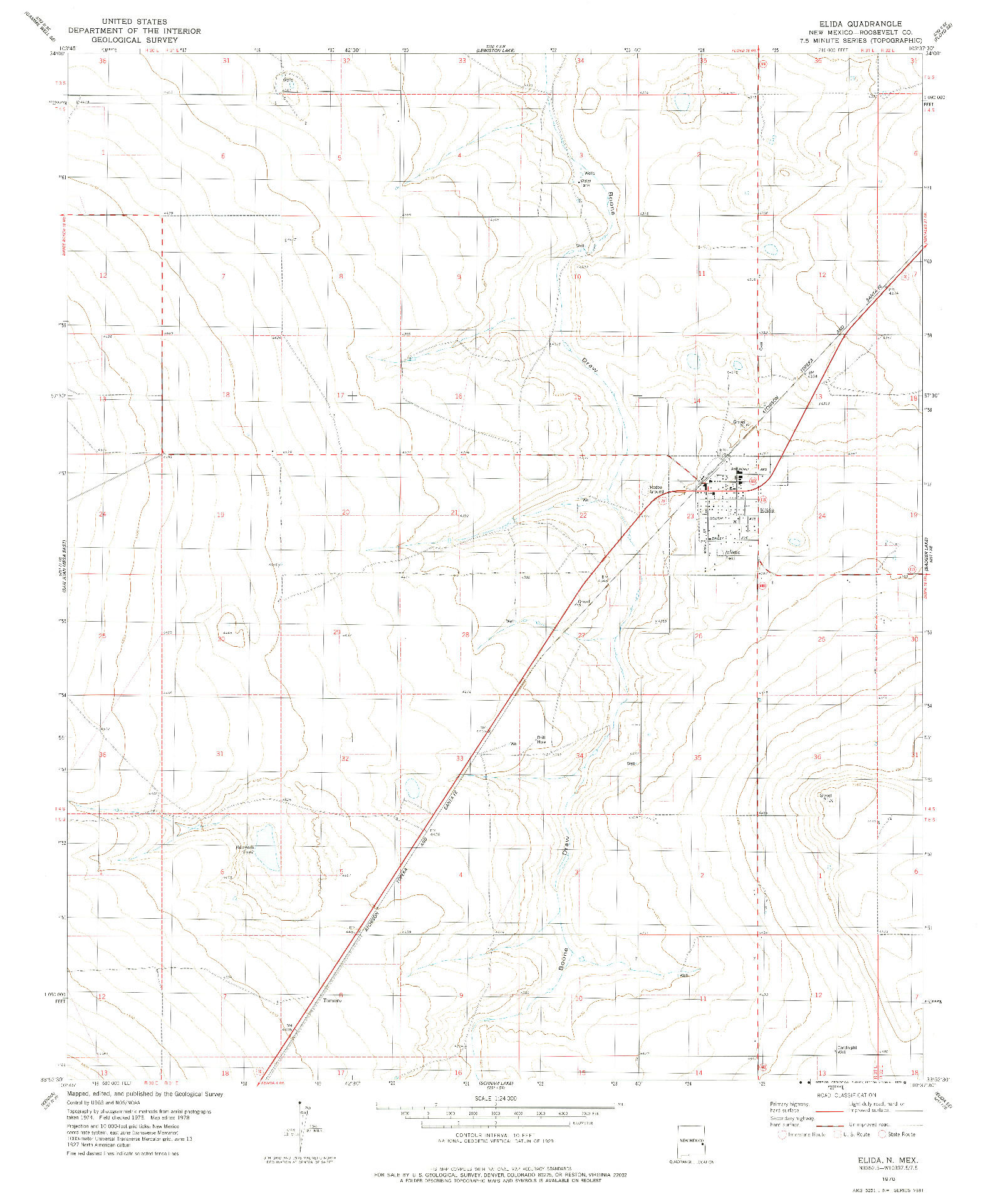 USGS 1:24000-SCALE QUADRANGLE FOR ELIDA, NM 1978