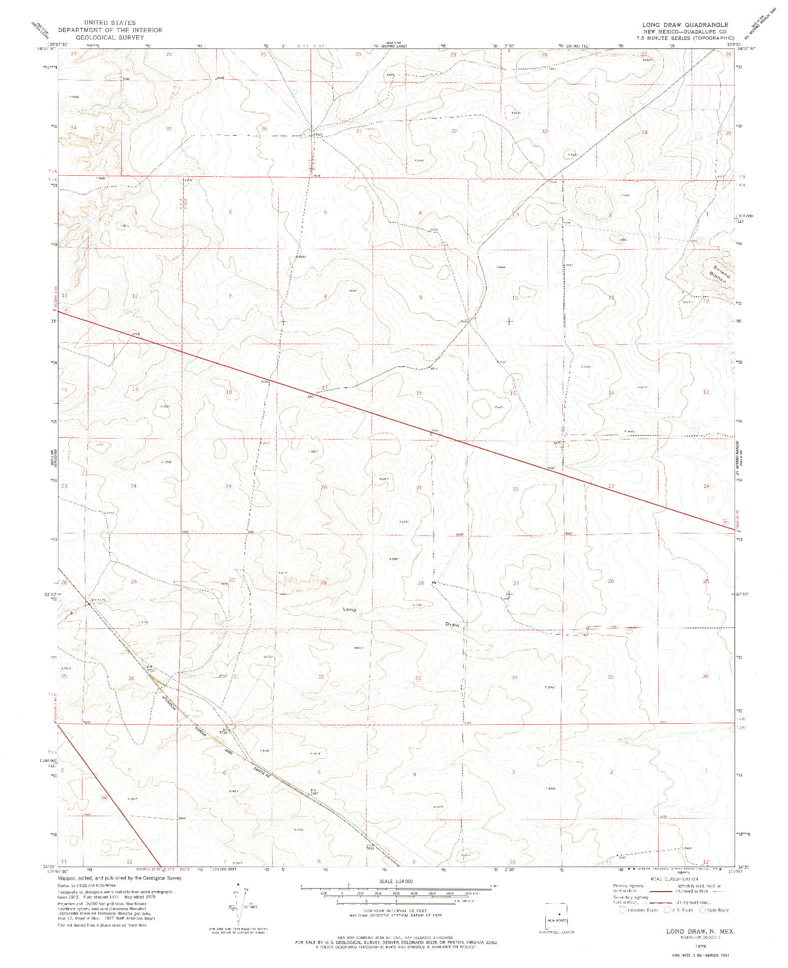 USGS 1:24000-SCALE QUADRANGLE FOR LONG DRAW, NM 1978