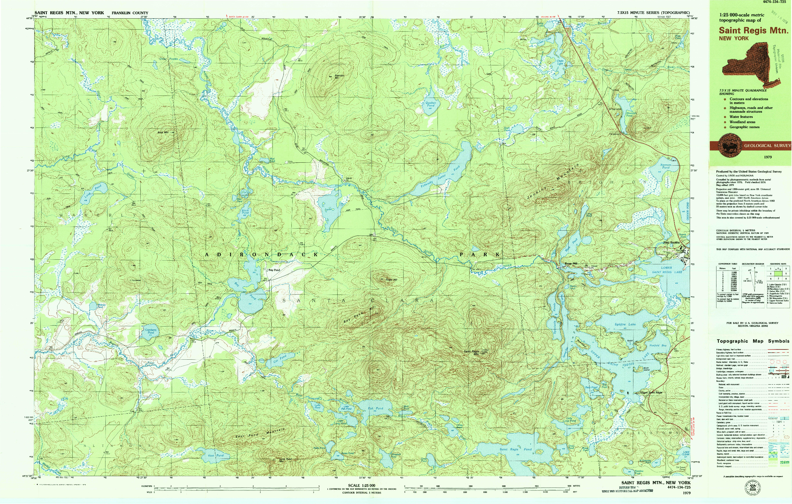 USGS 1:25000-SCALE QUADRANGLE FOR SAINT REGIS MTN, NY 1979