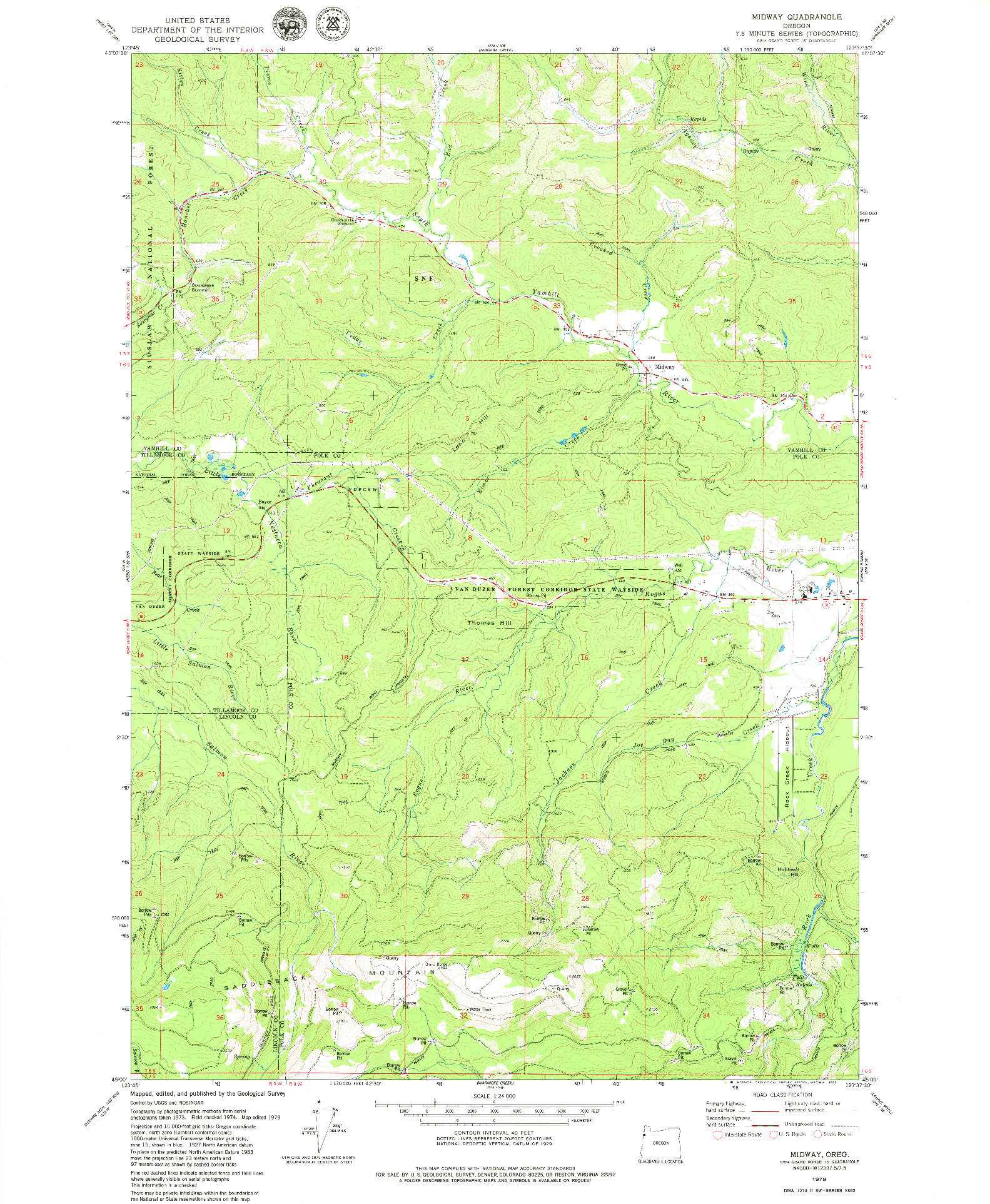 USGS 1:24000-SCALE QUADRANGLE FOR MIDWAY, OR 1979