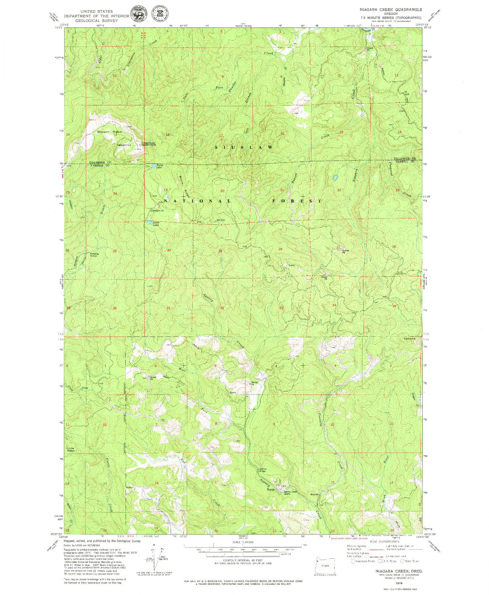 USGS 1:24000-SCALE QUADRANGLE FOR NIAGARA CREEK, OR 1979