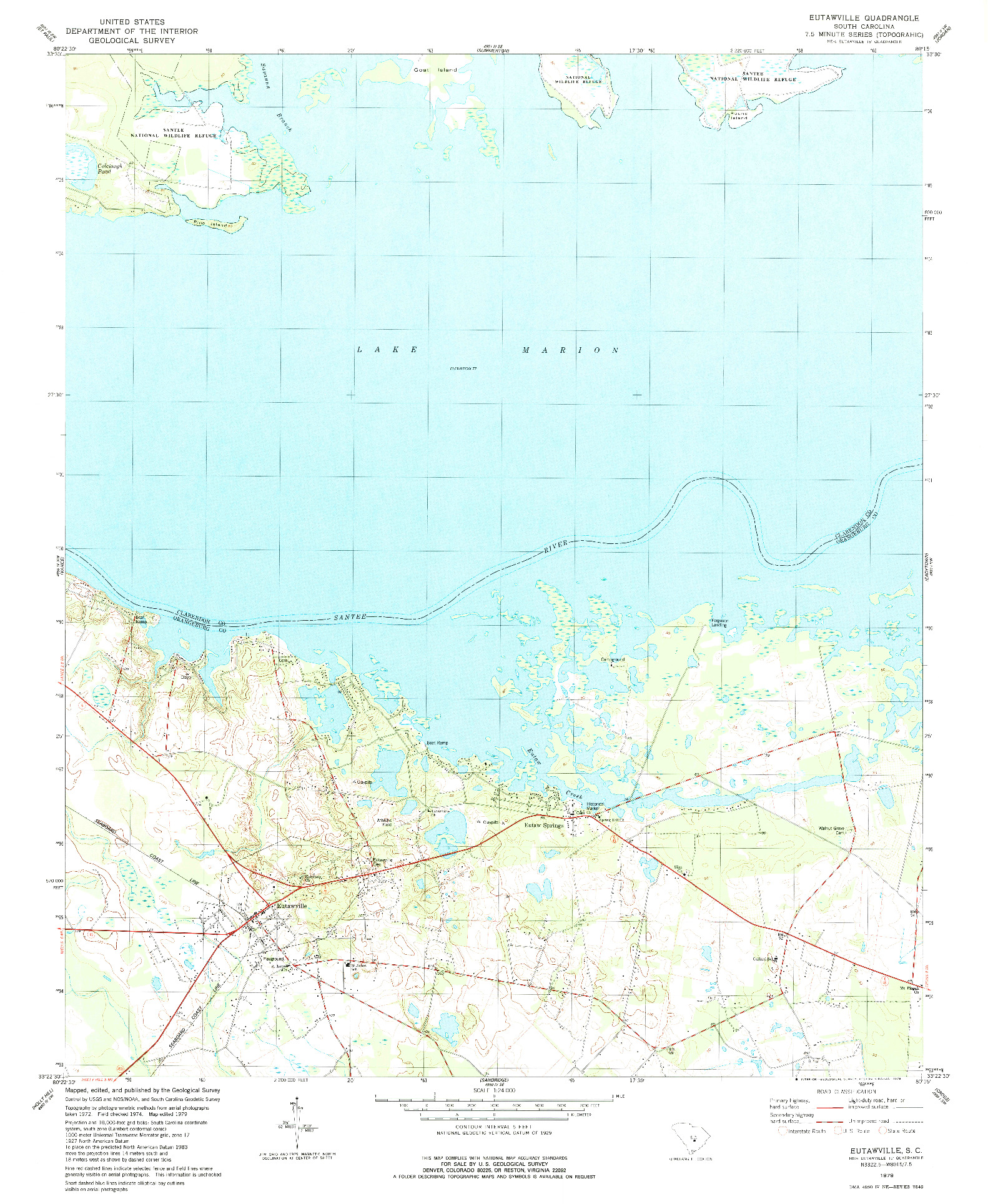 USGS 1:24000-SCALE QUADRANGLE FOR EUTAWVILLE, SC 1979