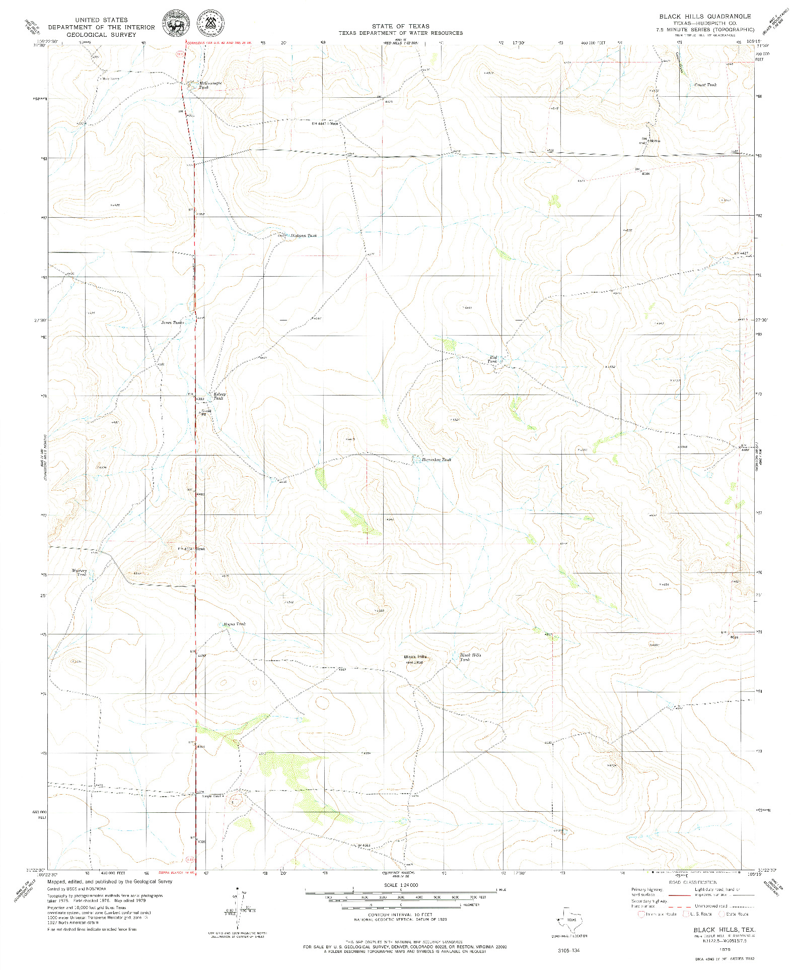 USGS 1:24000-SCALE QUADRANGLE FOR BLACK HILLS, TX 1979