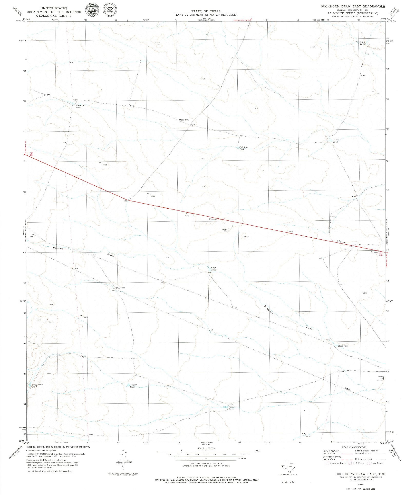 USGS 1:24000-SCALE QUADRANGLE FOR BUCKHORN DRAW EAST, TX 1979