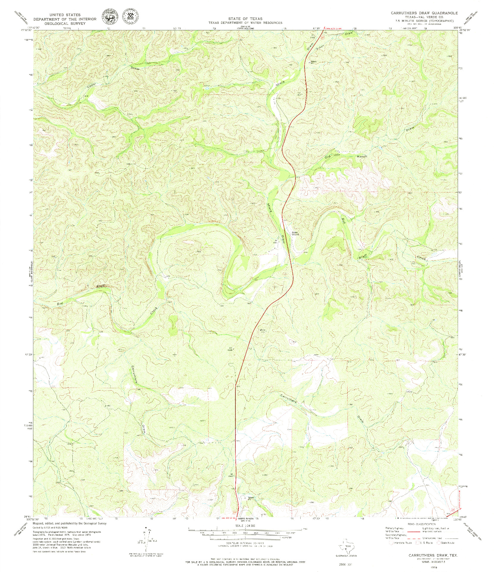 USGS 1:24000-SCALE QUADRANGLE FOR CARRUTHERS DRAW, TX 1979