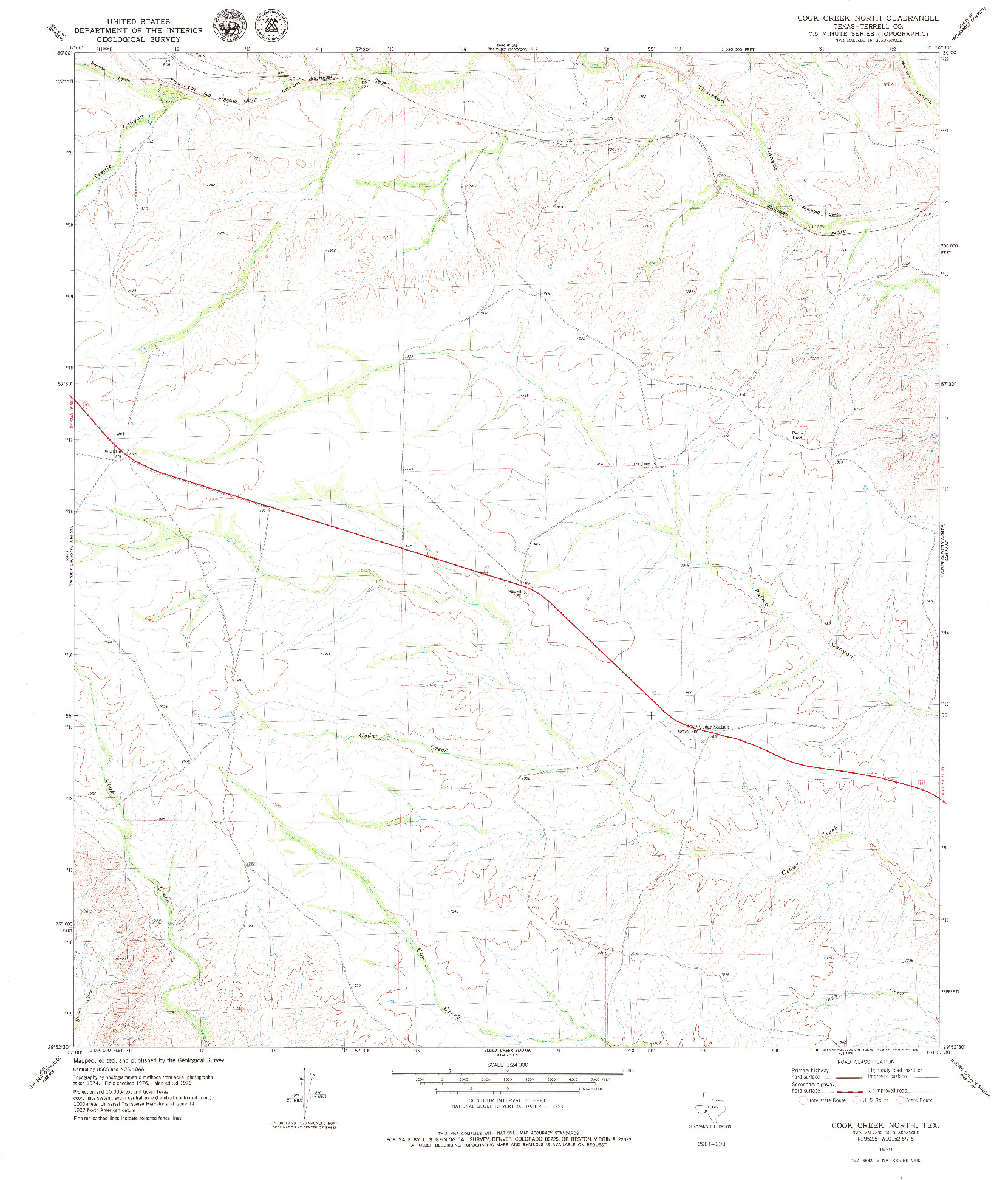 USGS 1:24000-SCALE QUADRANGLE FOR COOK CREEK NORTH, TX 1979