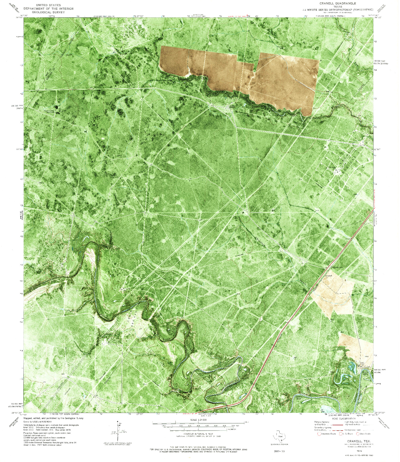 USGS 1:24000-SCALE QUADRANGLE FOR CRANELL, TX 1978