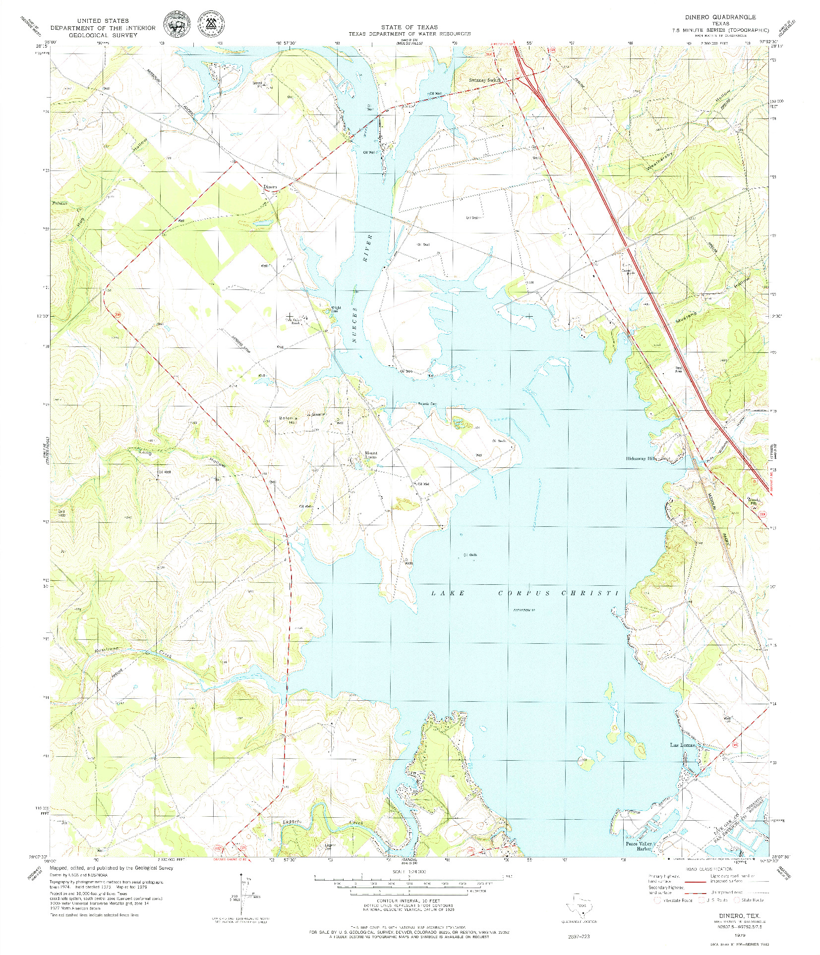 USGS 1:24000-SCALE QUADRANGLE FOR DINERO, TX 1979