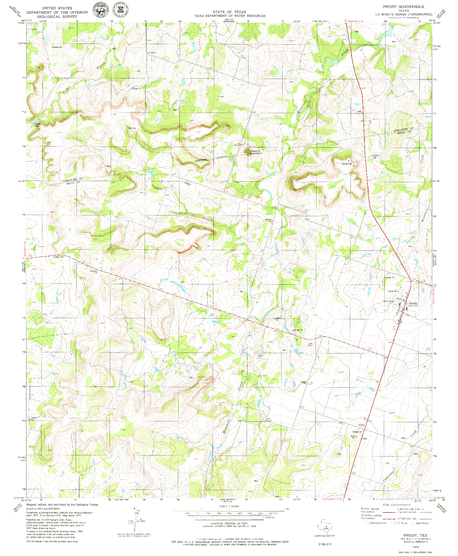 USGS 1:24000-SCALE QUADRANGLE FOR PRIDDY, TX 1979