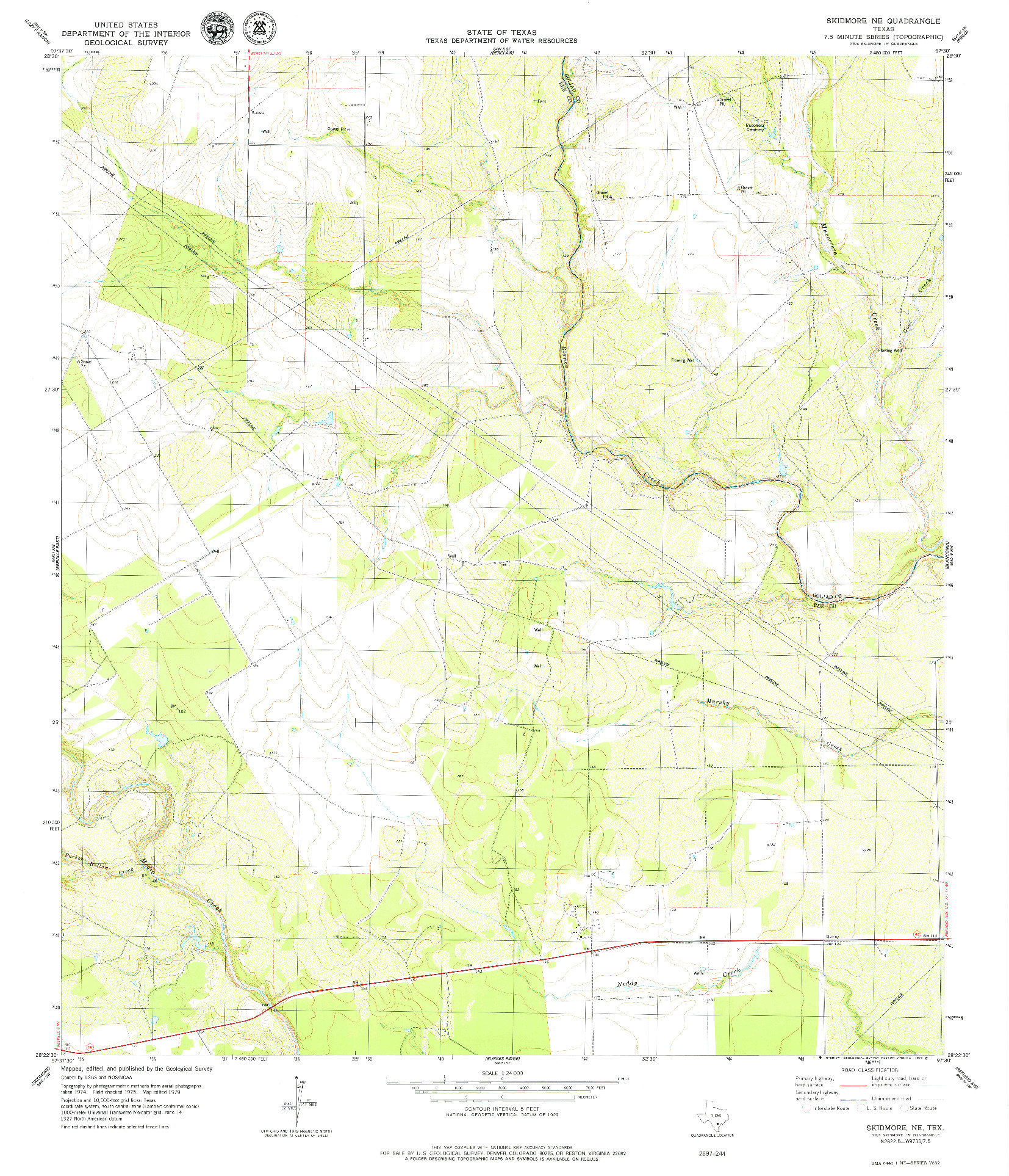 USGS 1:24000-SCALE QUADRANGLE FOR SKIDMORE NE, TX 1979