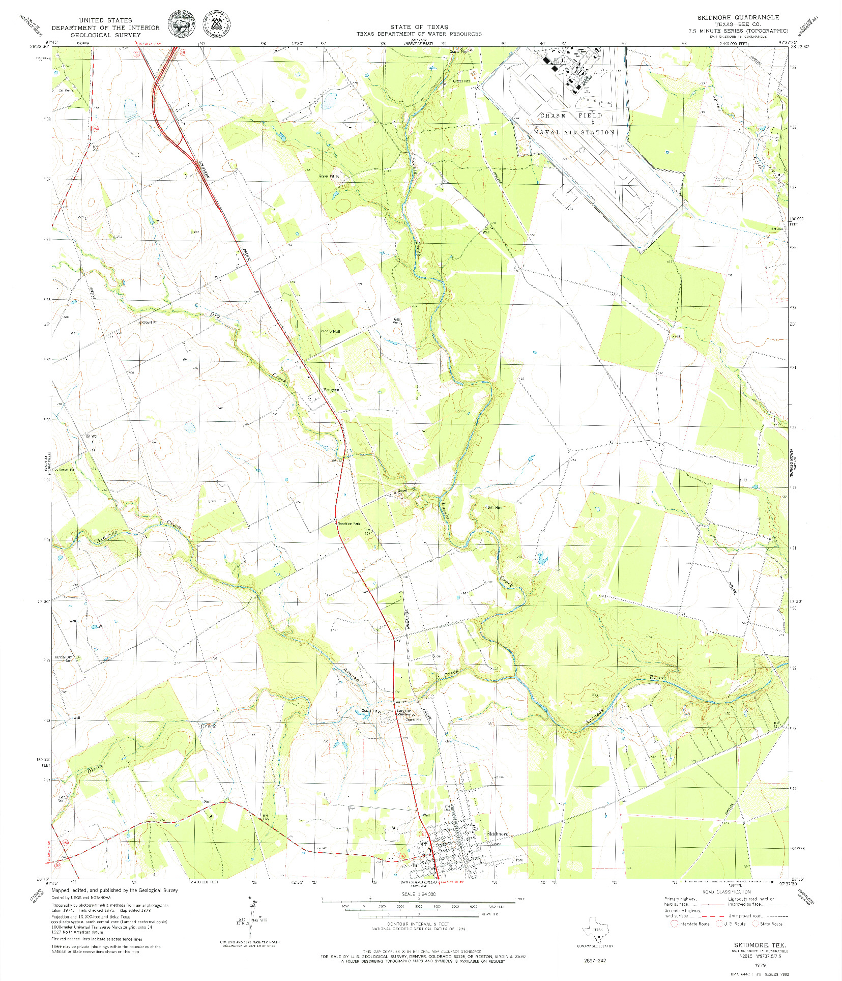 USGS 1:24000-SCALE QUADRANGLE FOR SKIDMORE, TX 1979