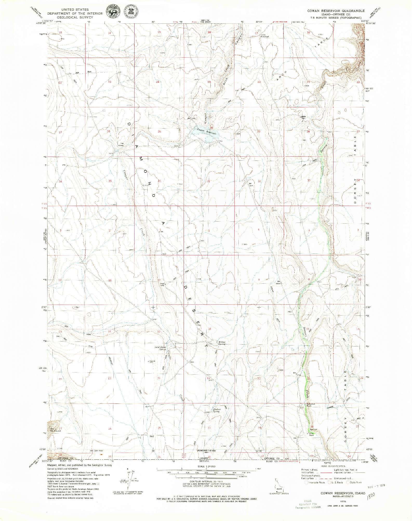 USGS 1:24000-SCALE QUADRANGLE FOR COWAN RESERVOIR, ID 1979