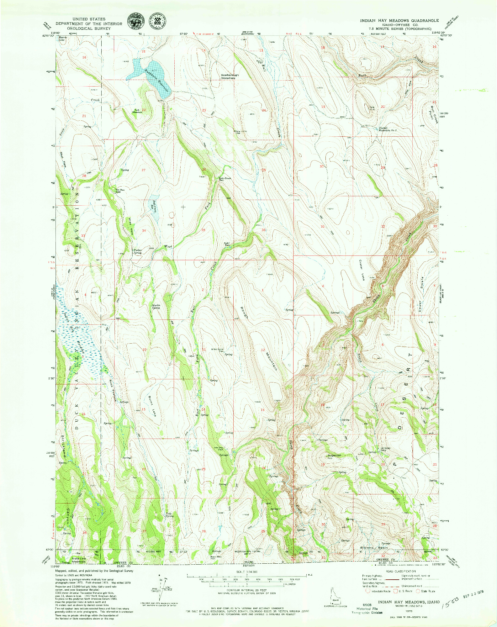 USGS 1:24000-SCALE QUADRANGLE FOR INDIAN HAY MEADOWS, ID 1979