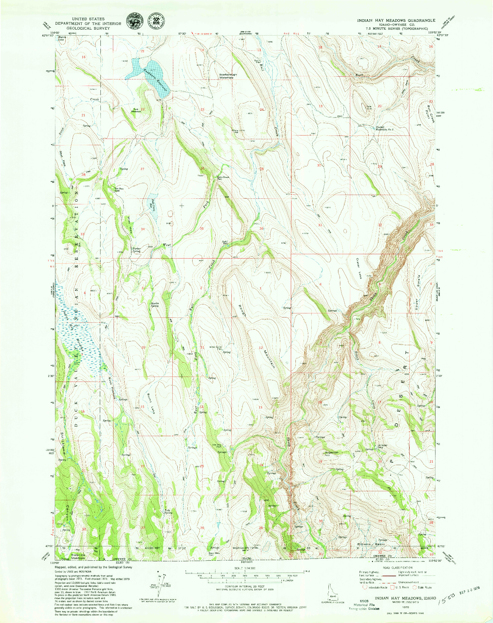 USGS 1:24000-SCALE QUADRANGLE FOR INDIAN HAY MEADOWS, ID 1979