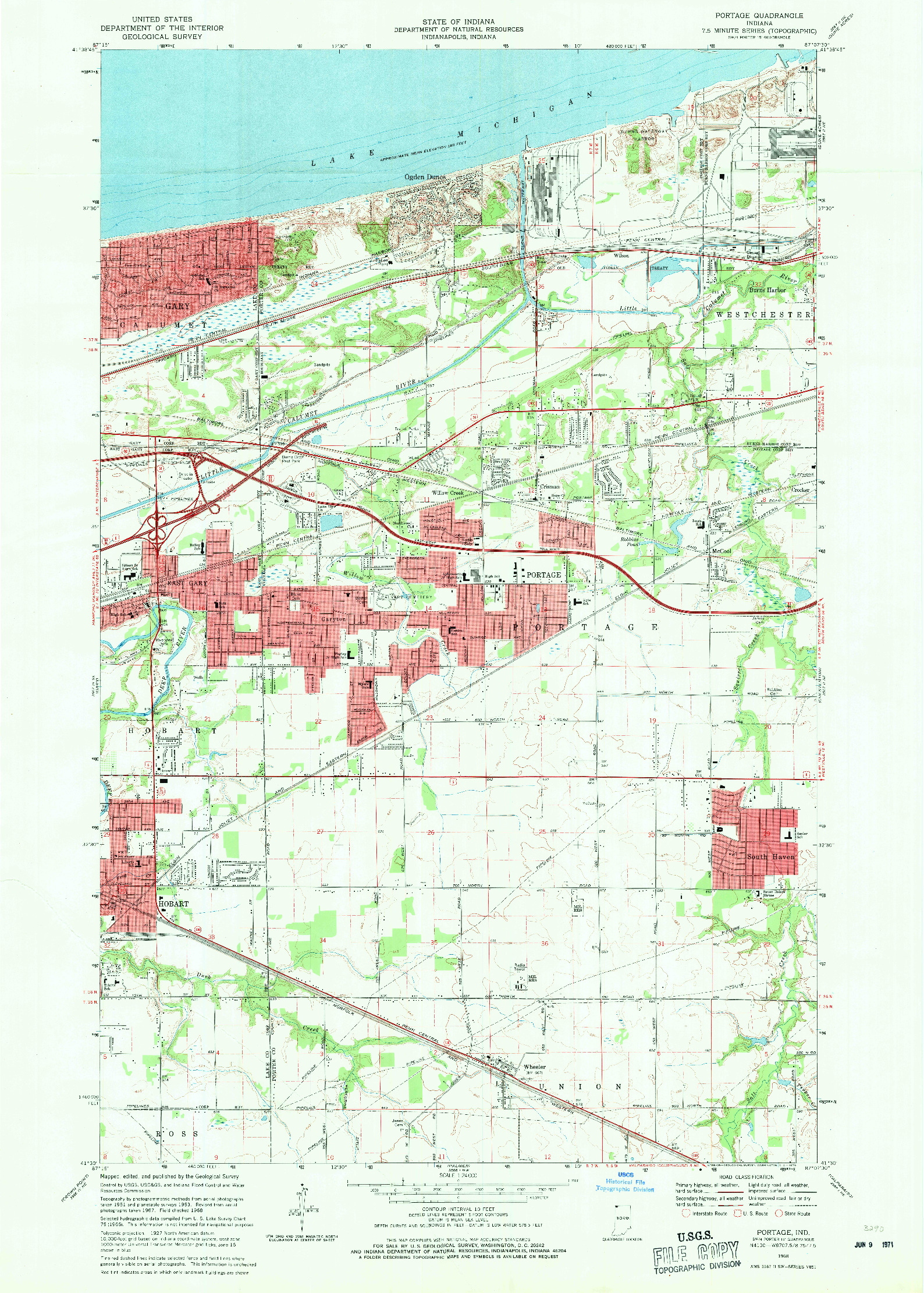 USGS 1:24000-SCALE QUADRANGLE FOR PORTAGE, IN 1968