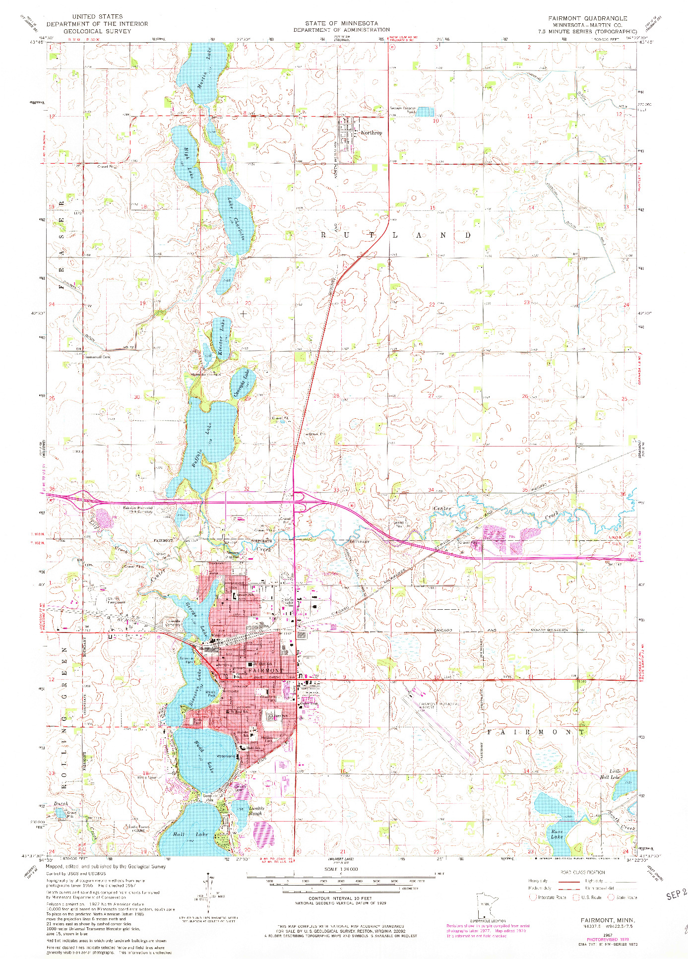 USGS 1:24000-SCALE QUADRANGLE FOR FAIRMONT, MN 1967