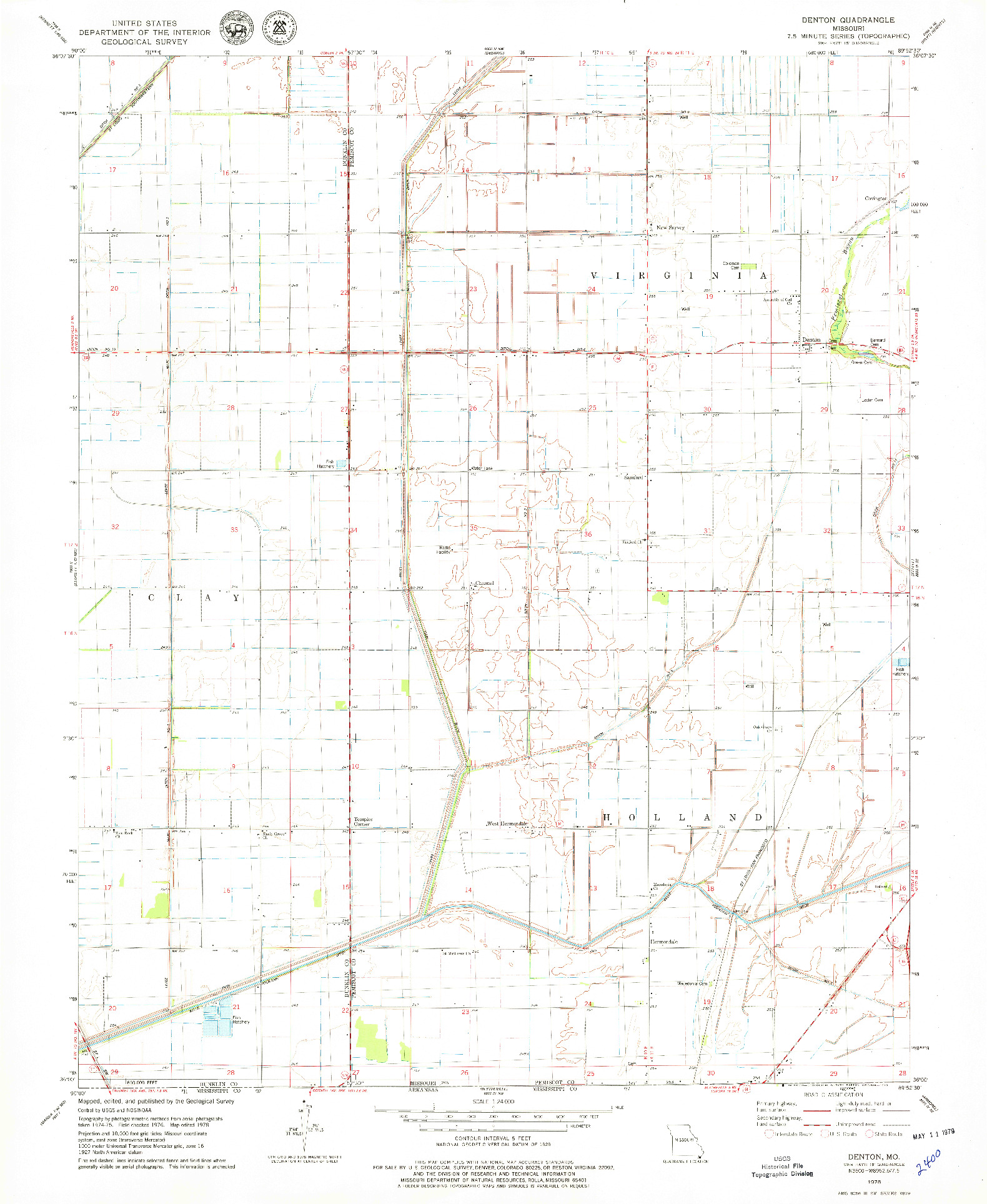 USGS 1:24000-SCALE QUADRANGLE FOR DENTON, MO 1978